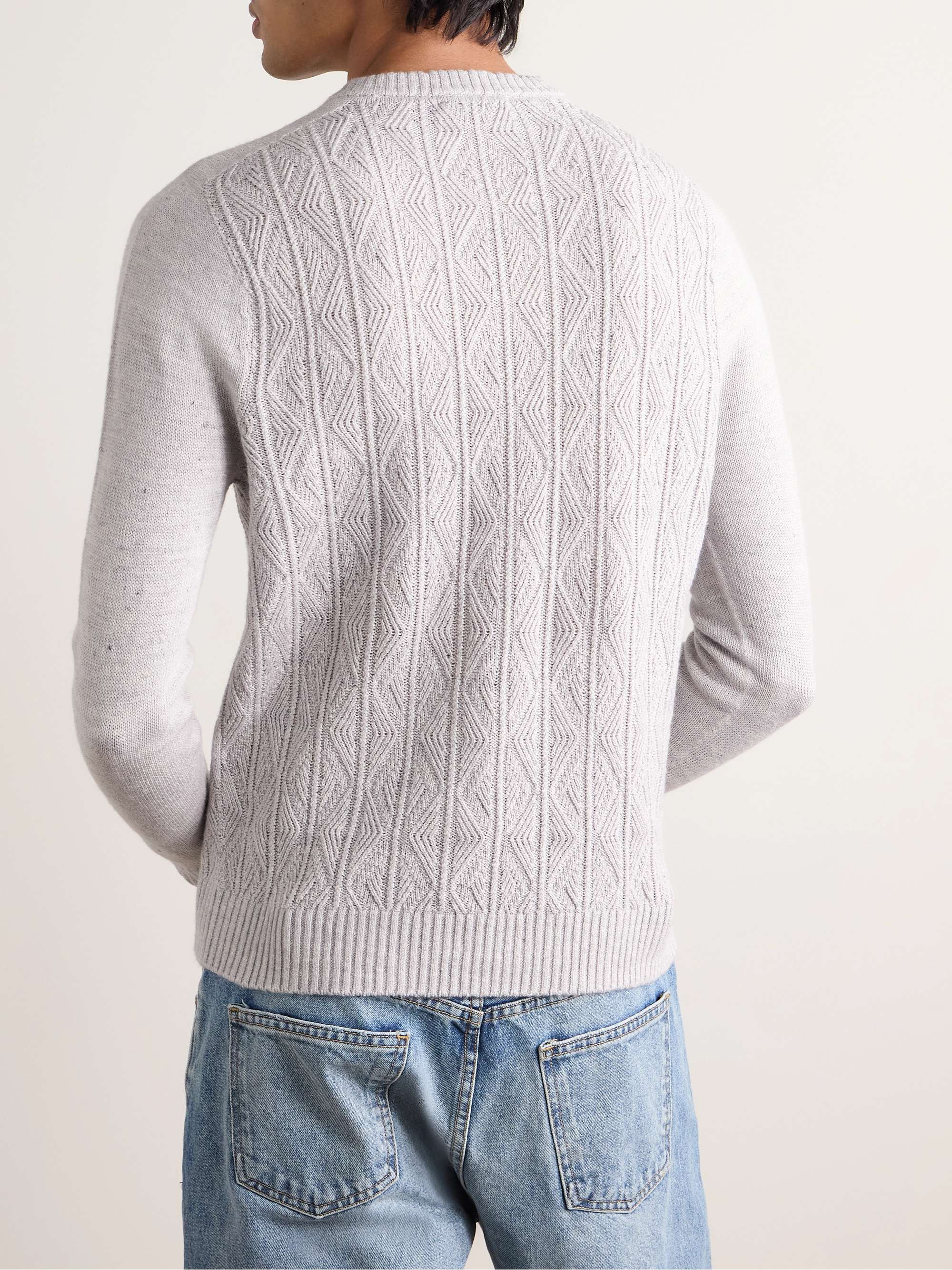 Slim-Fit Cable-Knit Linen, Cashmere, Silk and Cotton-Blend Sweater view