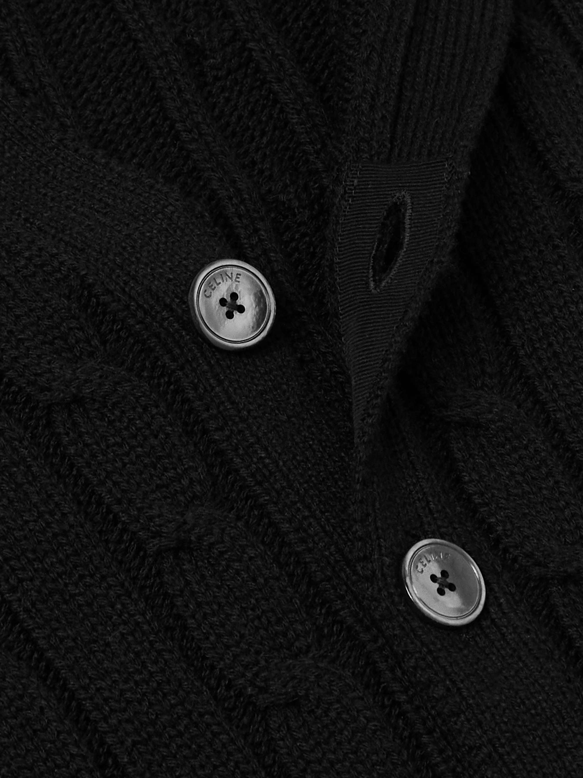 Logo-Embroidered Cable-Knit Cashmere Cardigan view