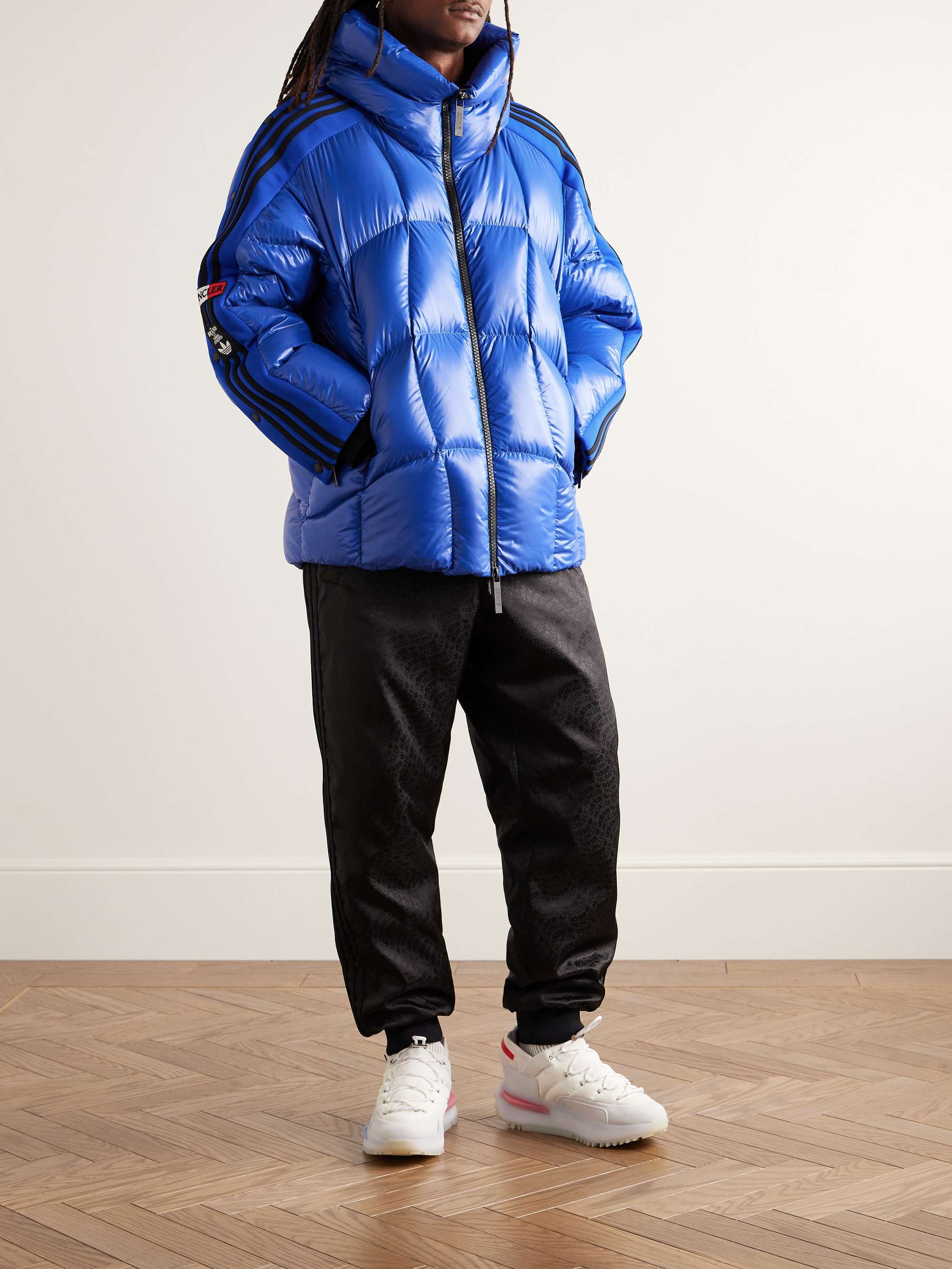 + adidas Originals Beiser Tech Jersey-Trimmed Quilted Glossed-Shell Hooded Down Jacket view