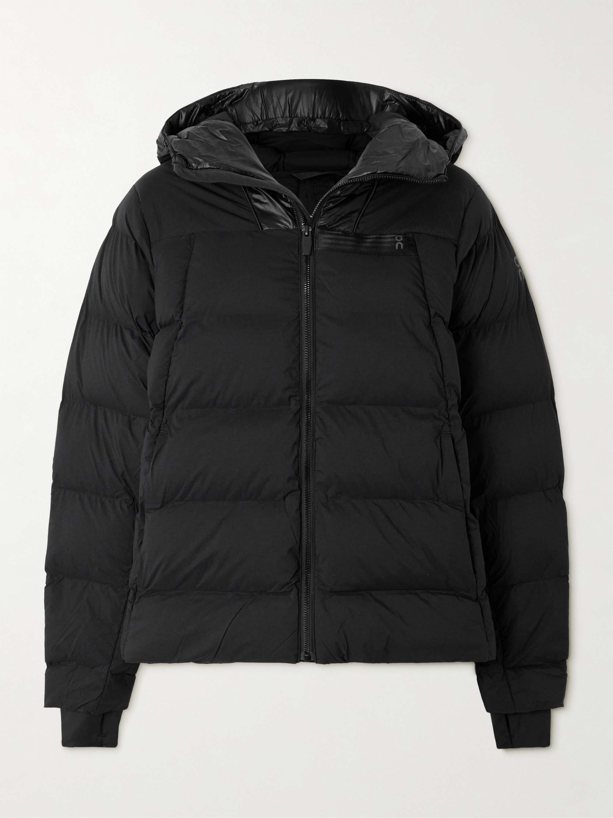 Challenger hooded quilted grosgrain-trimmed shell and recycled-ripstop jacket hero visual