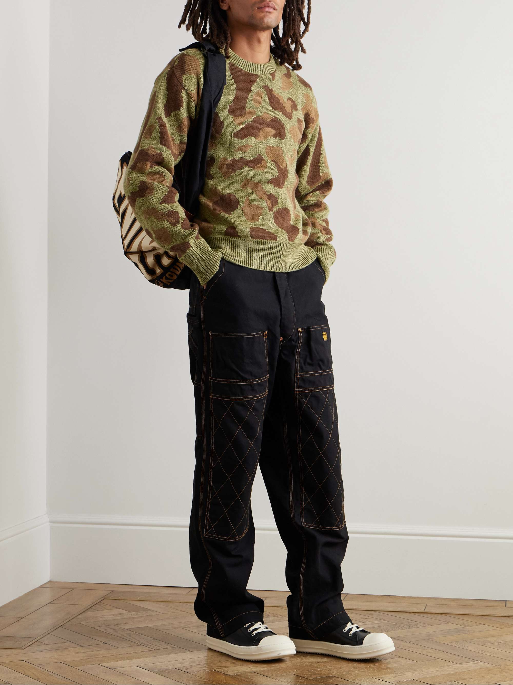 Camouflage-Print Jacquard-Knit Sweater view
