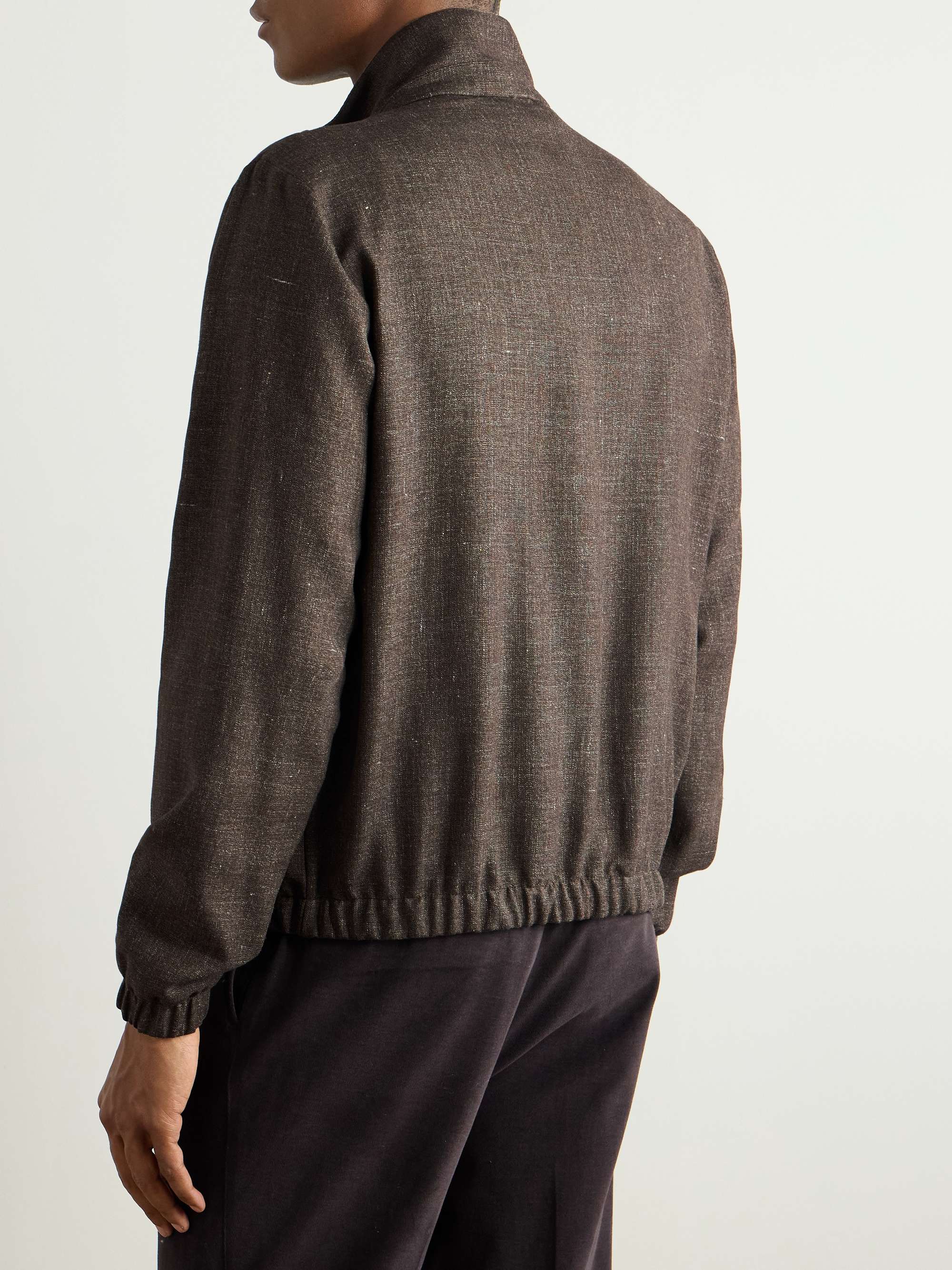 Linen and Wool-Blend Canvas Bomber Jacket view