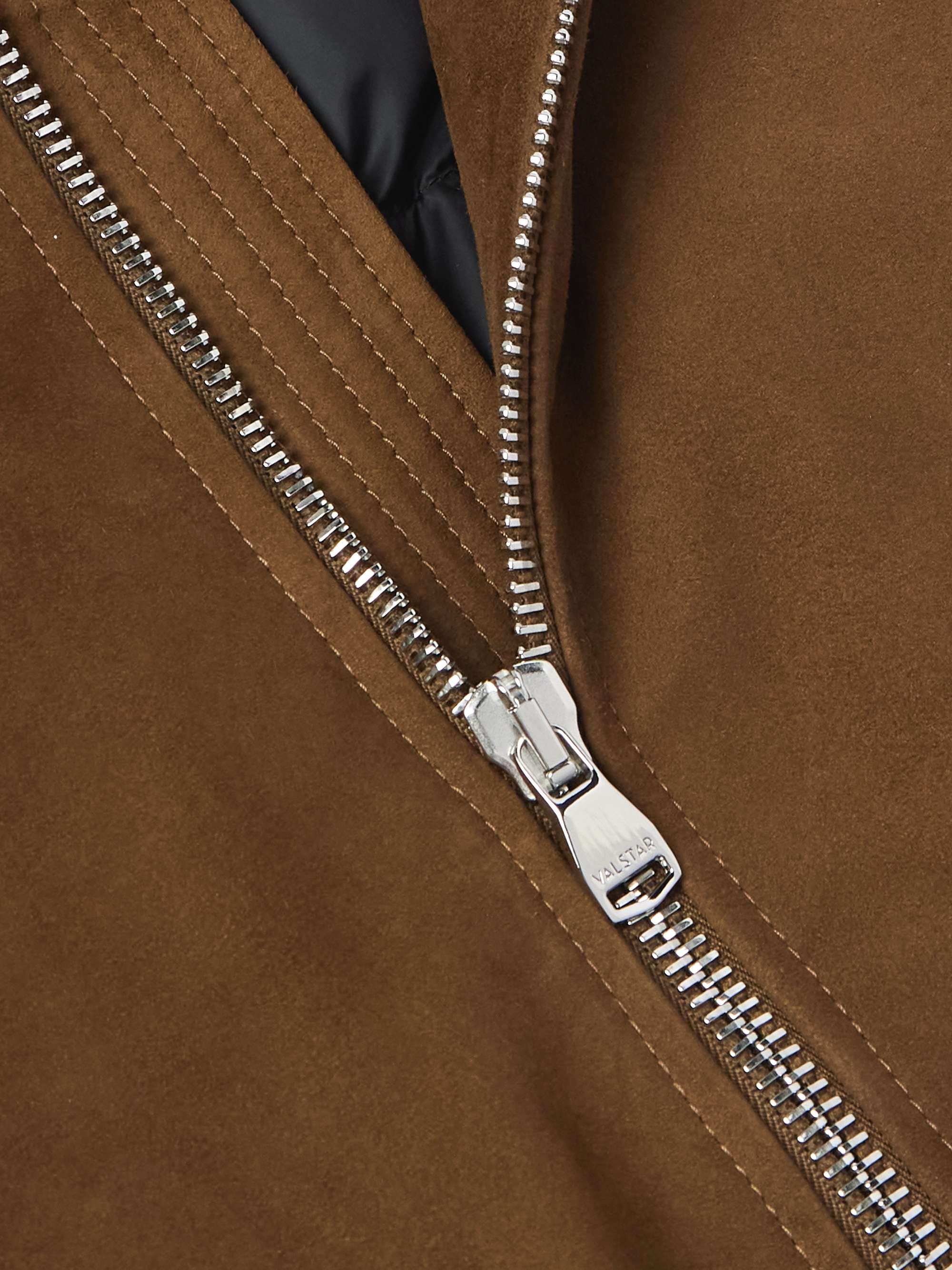 Shearling-Trimmed Suede Down Jacket view