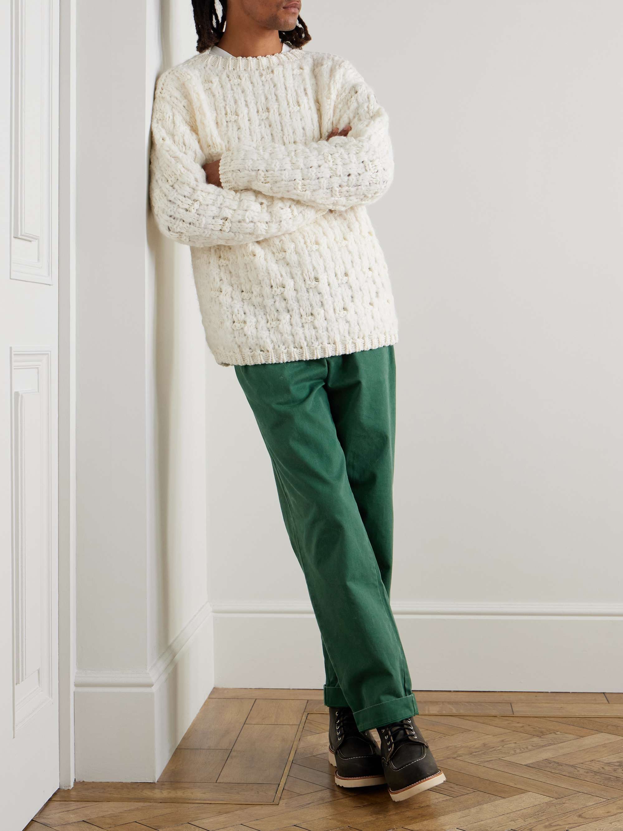Tapered Pleated Cotton-Twill Chinos view