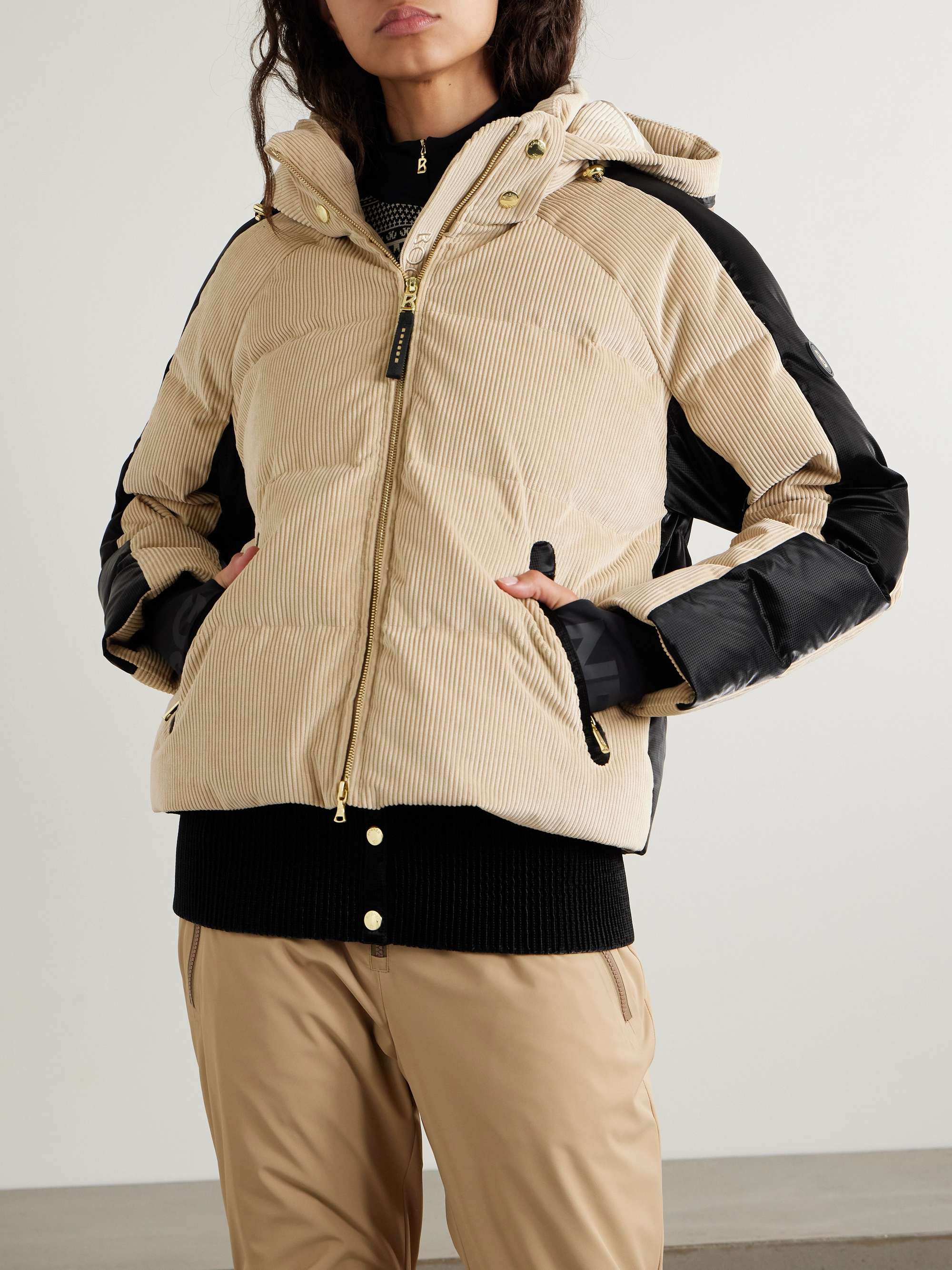 Inka hooded quilted corduroy and ripstop ski jacket view