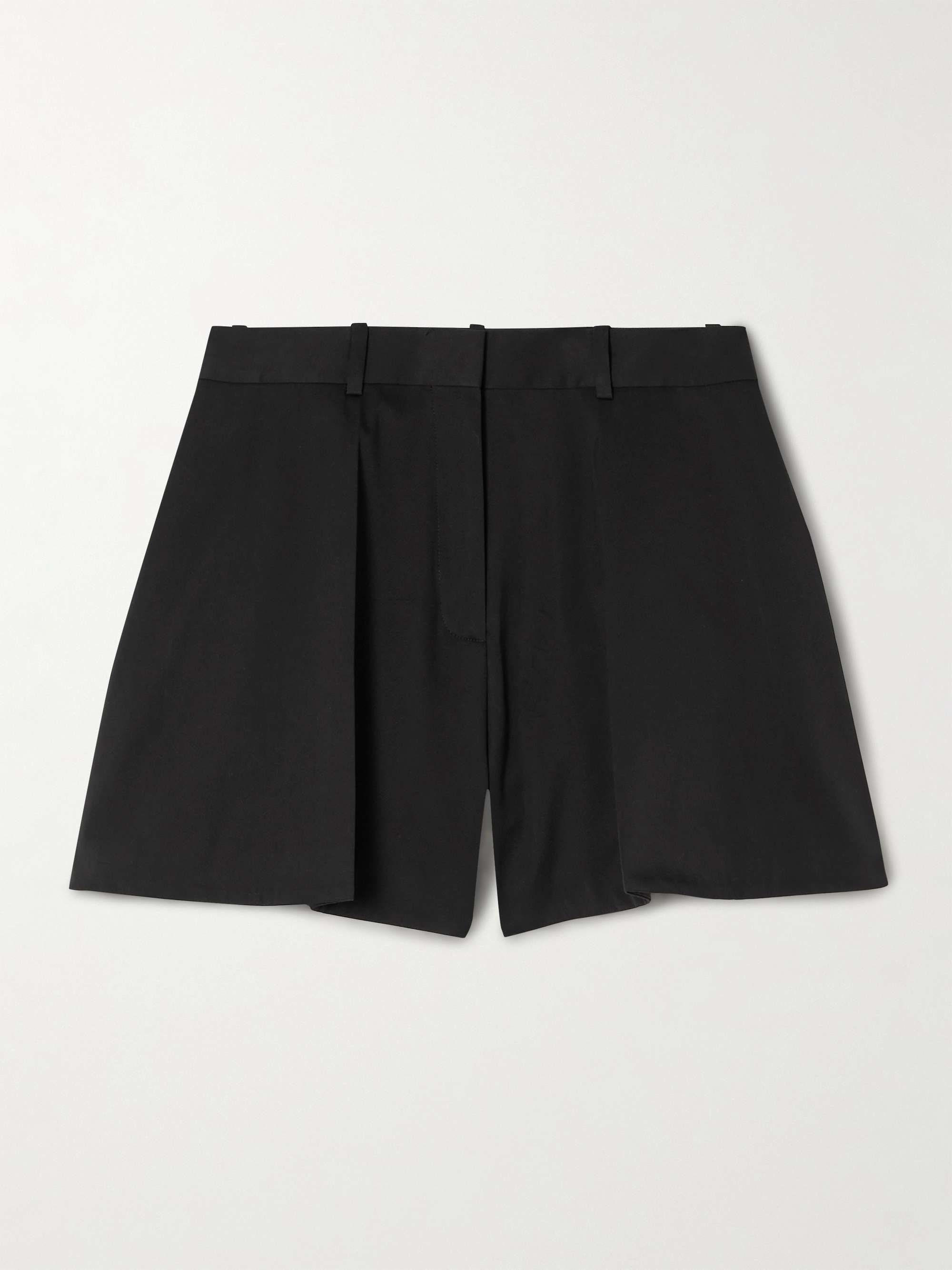 Pleated cotton and silk-blend sateen shorts hero visual