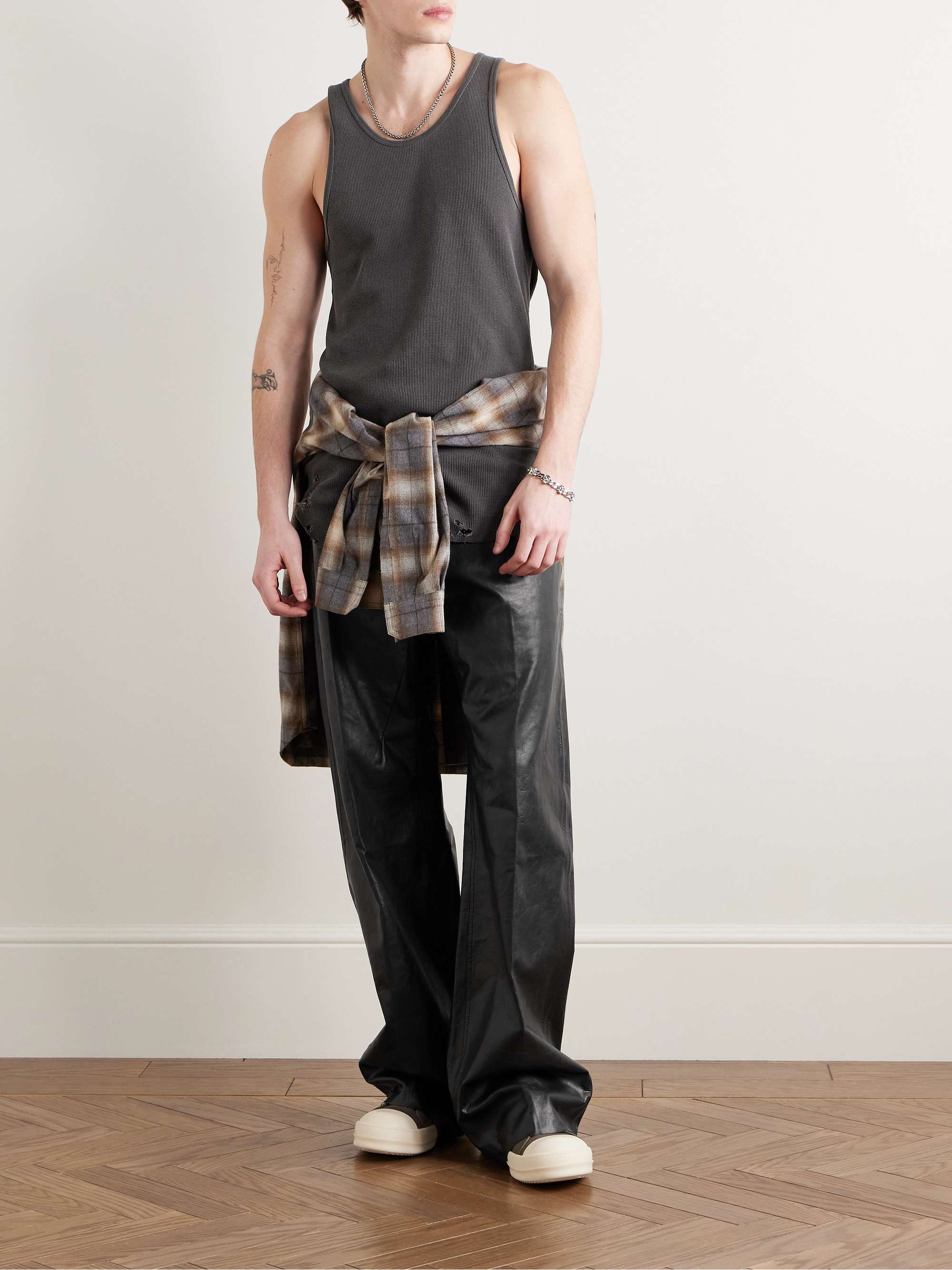 Geth Wide-Leg Leather Trousers view