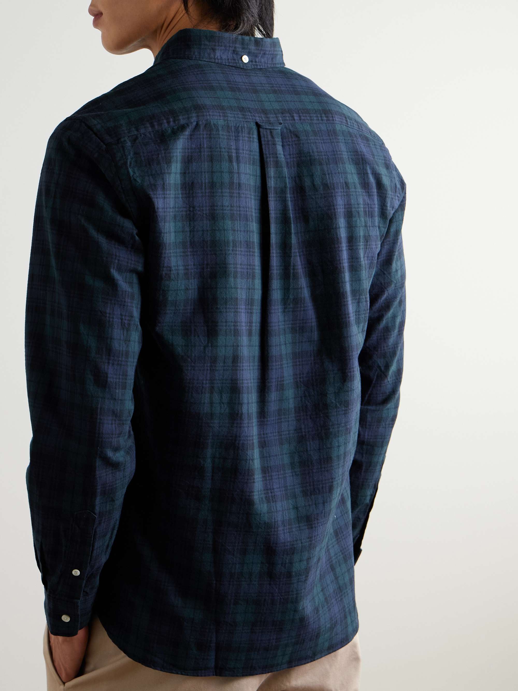 Button-Down Collar Checked Cotton Shirt view