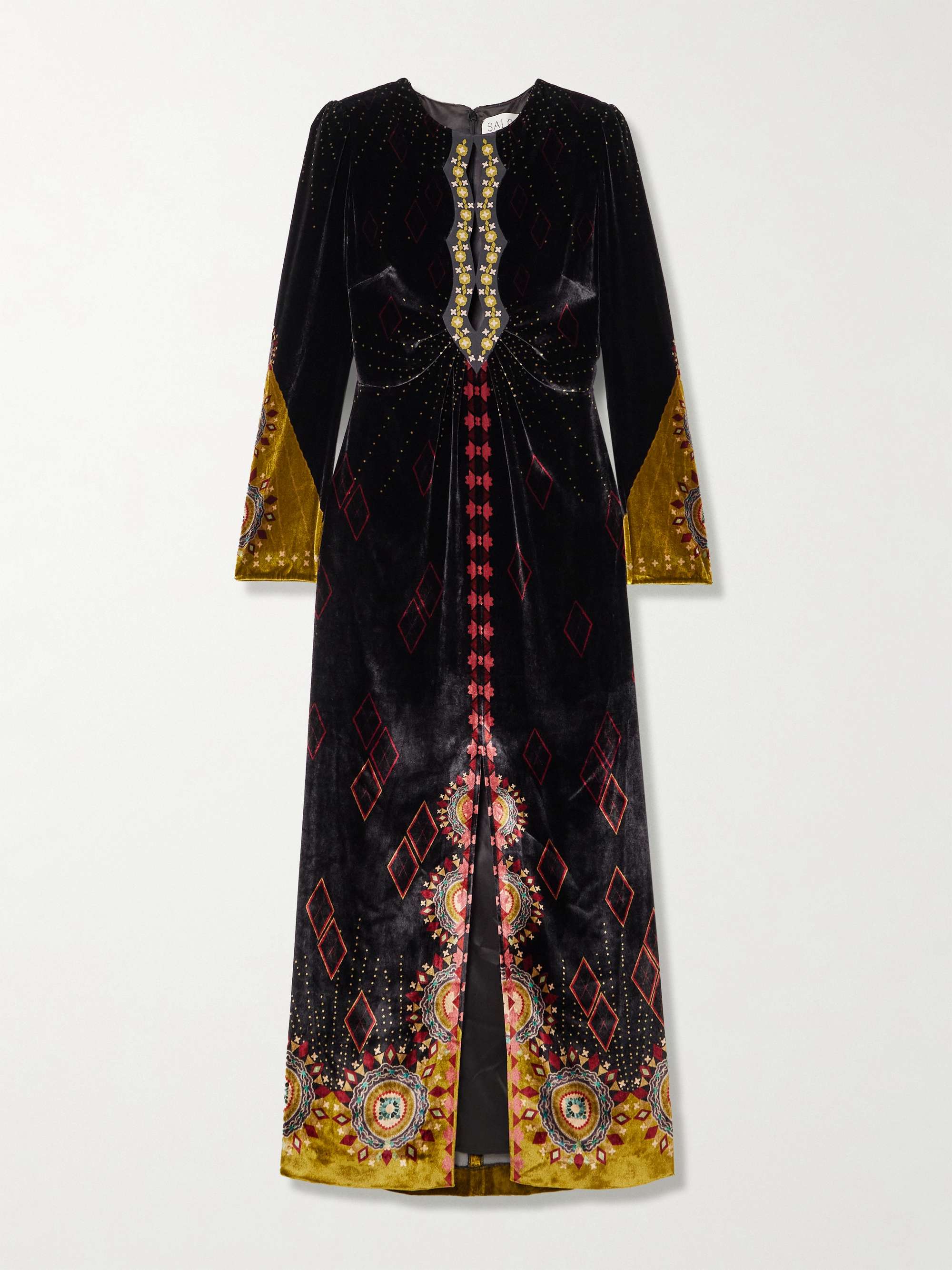 Jinx C silk-trimmed printed velvet midi dress hero visual