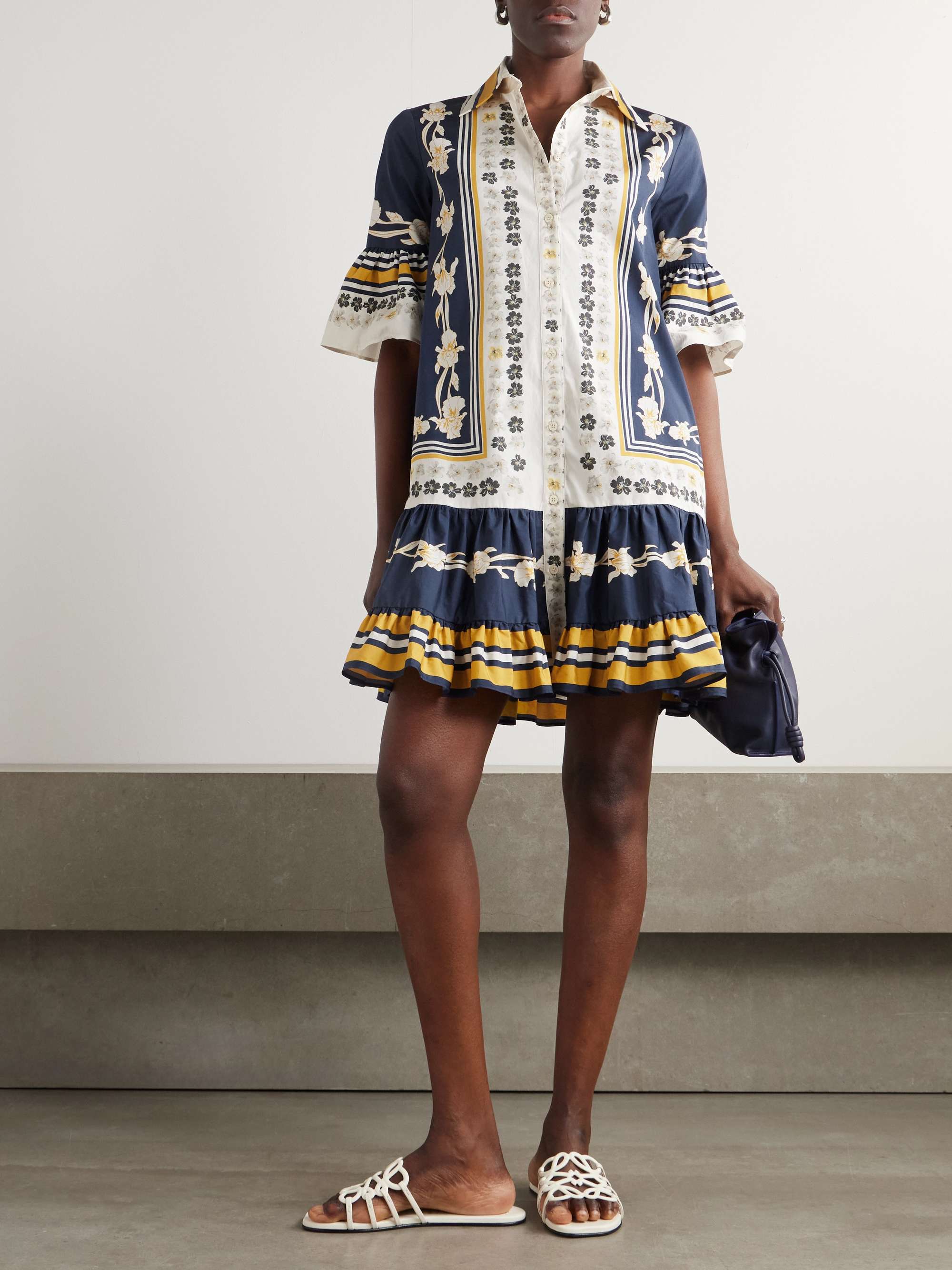 Choux printed cotton-poplin mini shirt dress view