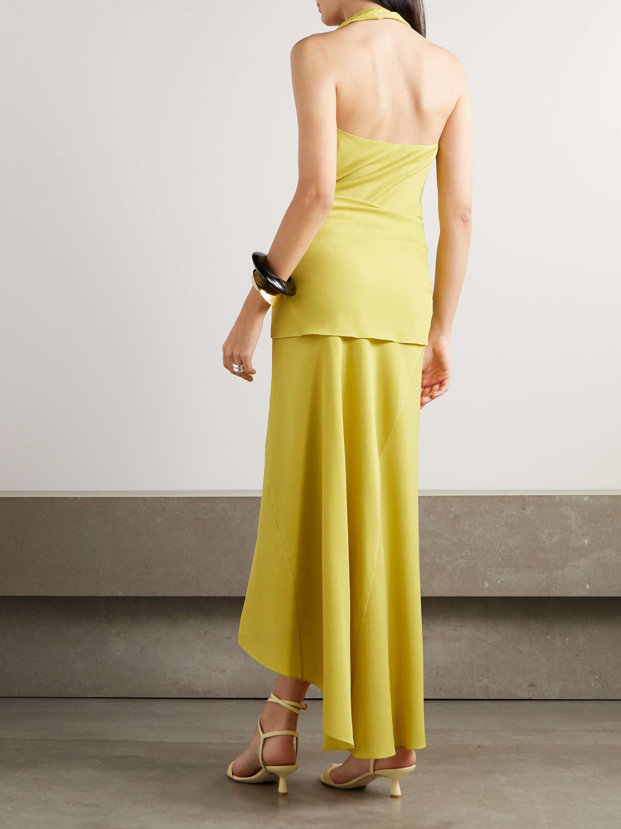 Banane asymmetric silk-crepe halterneck wrap dress view