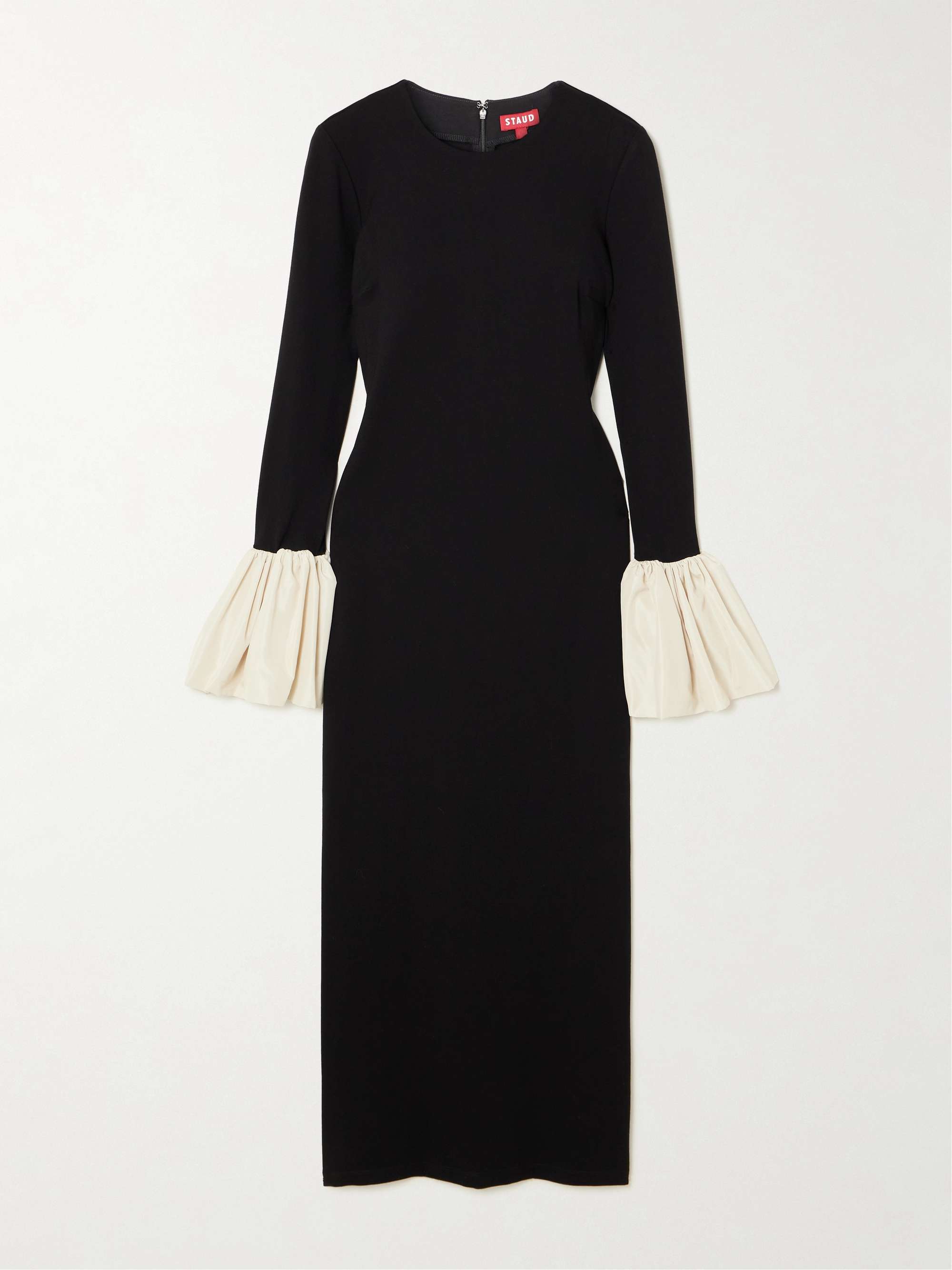 Hawthorne taffeta-trimmed stretch-ponte midi dress hero visual