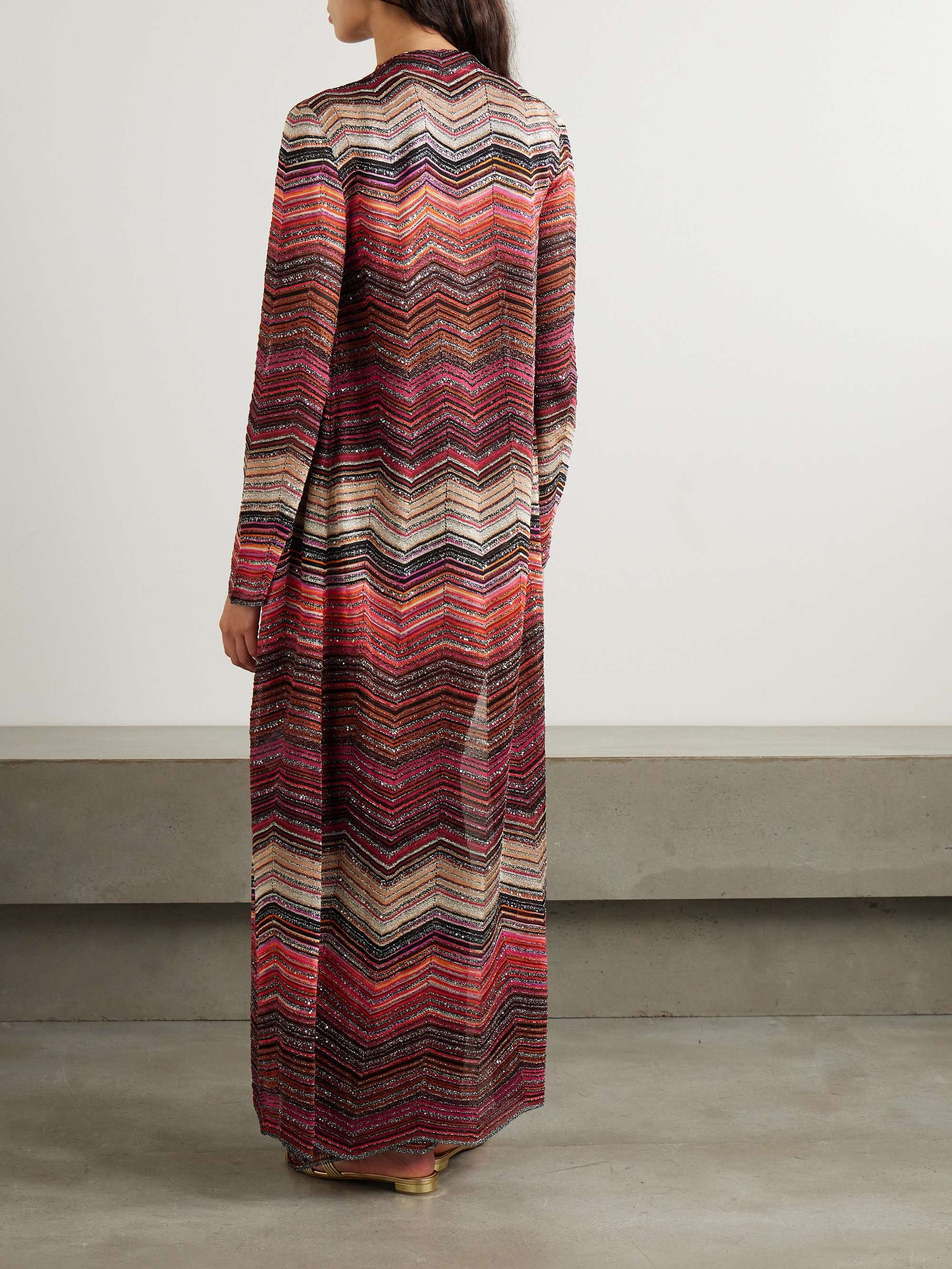 Mare sequined striped metallic crochet-knit cardigan view