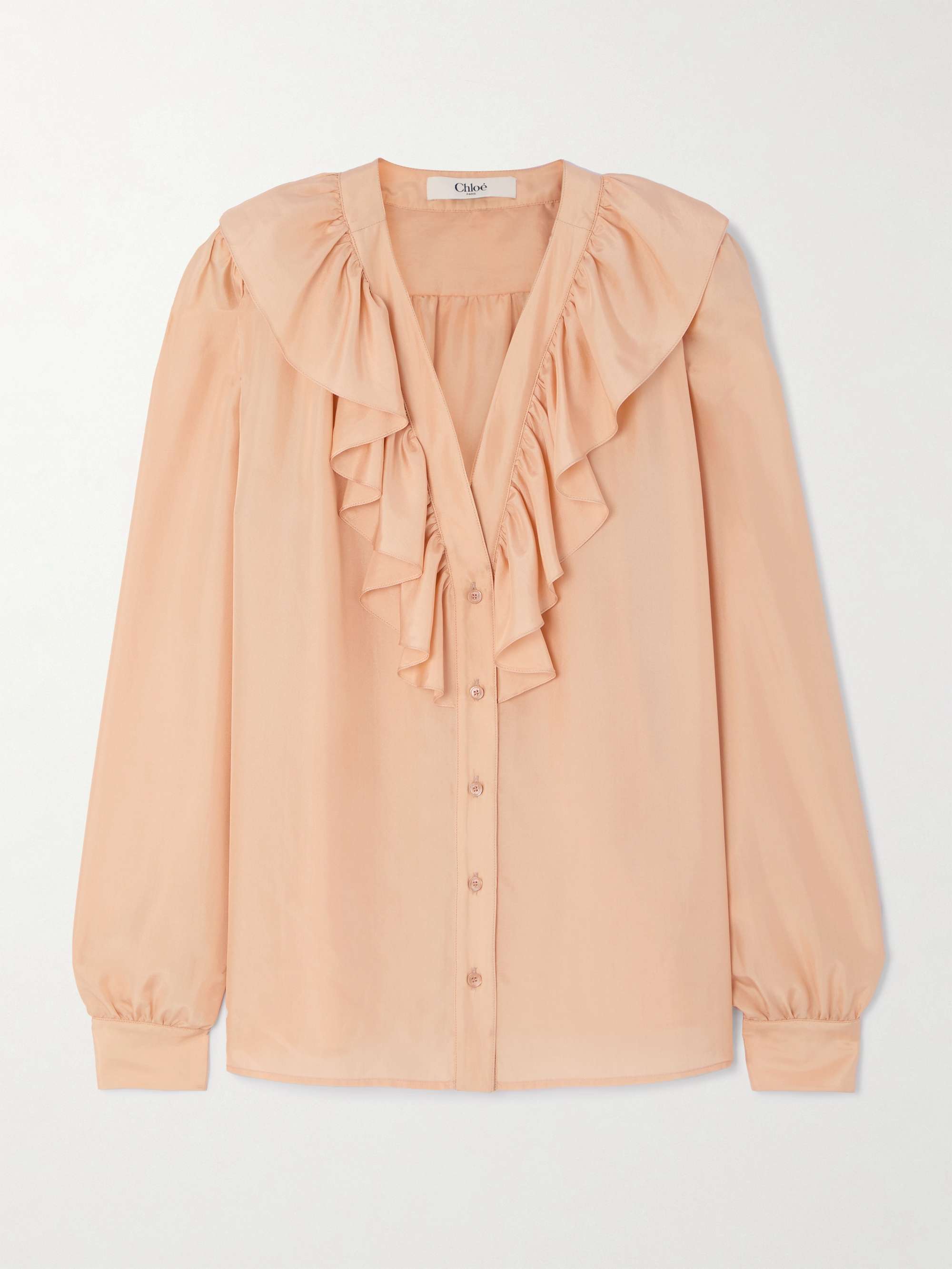 Ruffled silk blouse hero visual