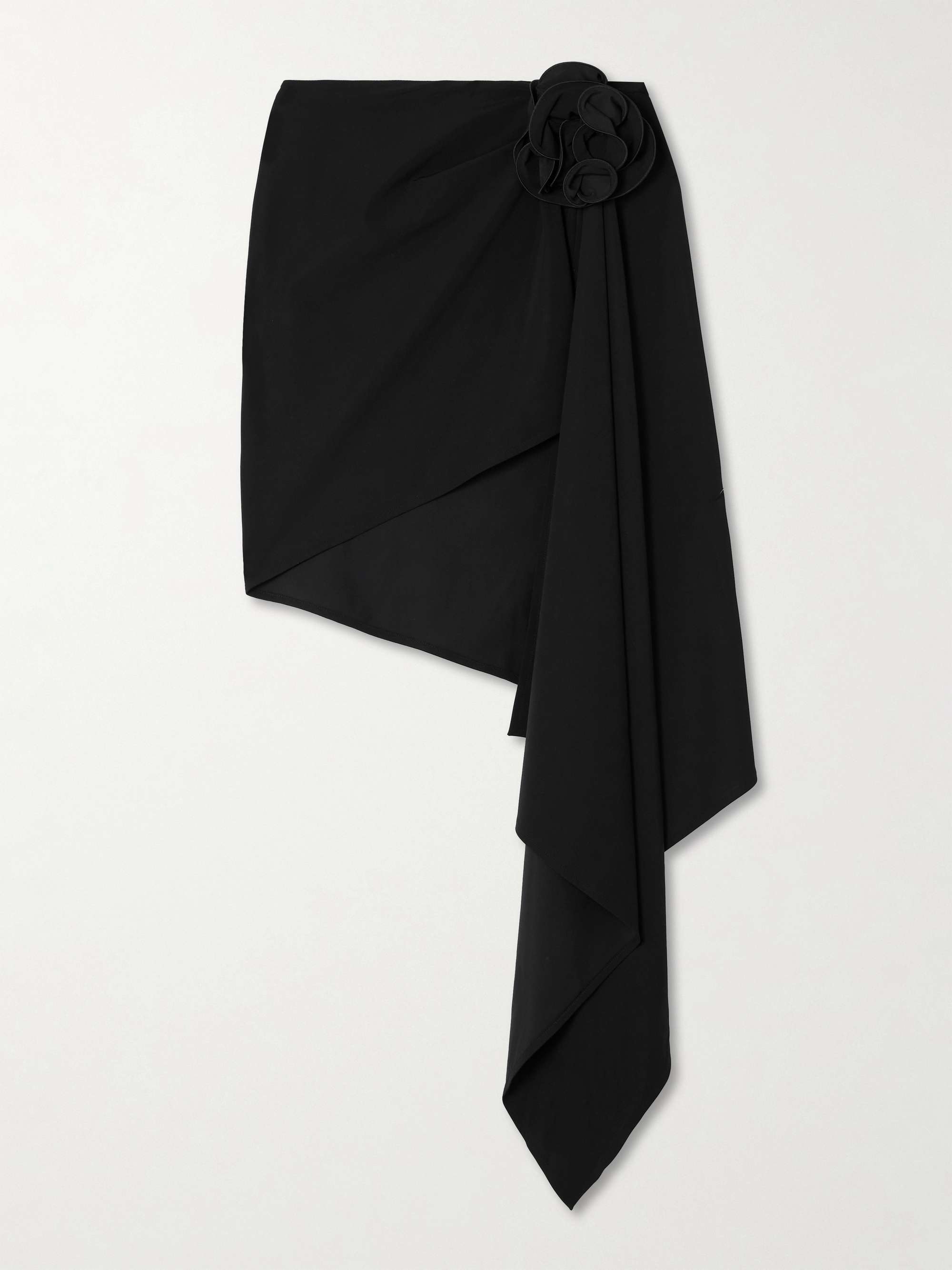 Asymmetric appliquéd draped skirt hero visual