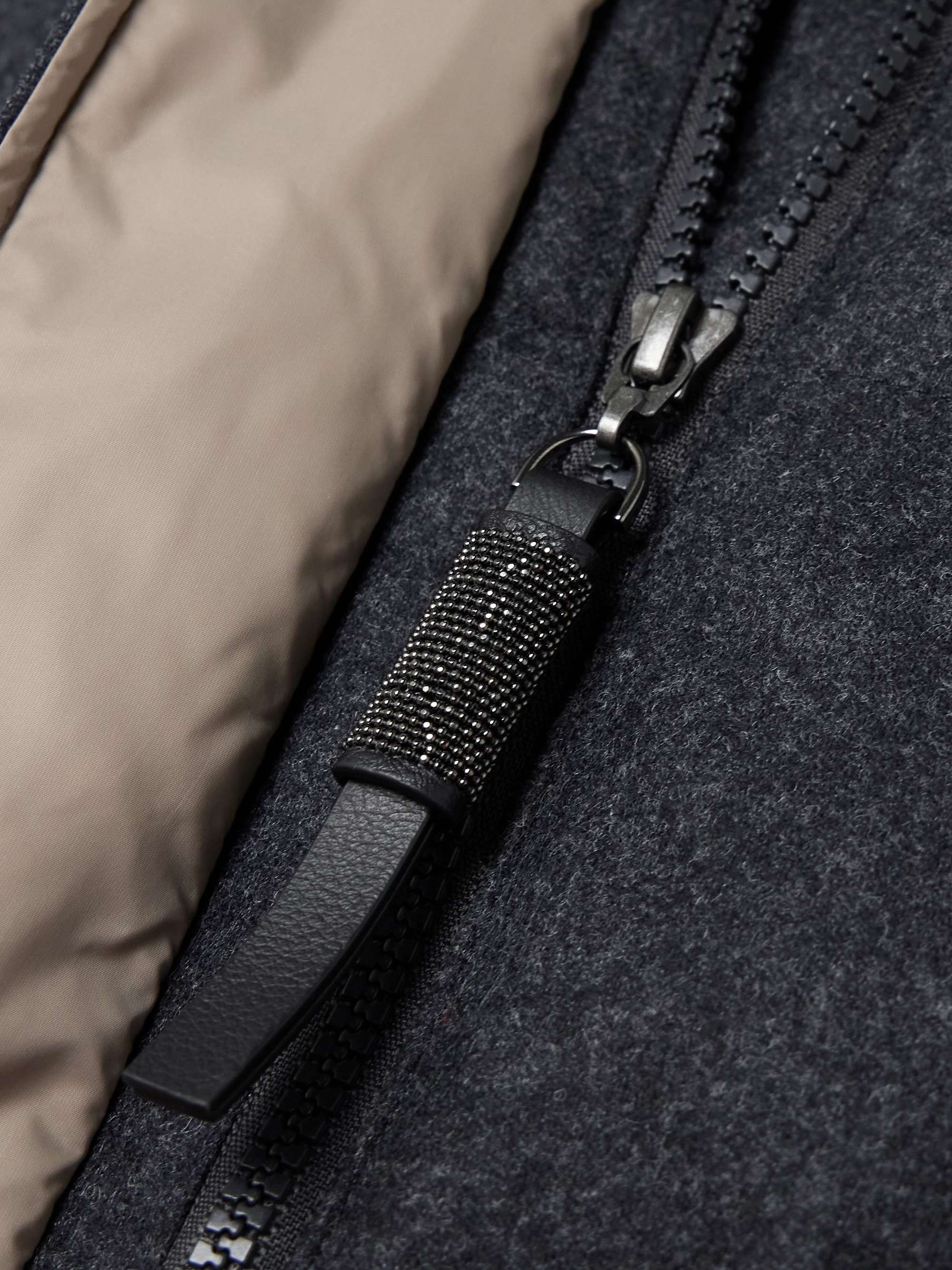 Hooded faux fur-trimmed quilted wool down coat view