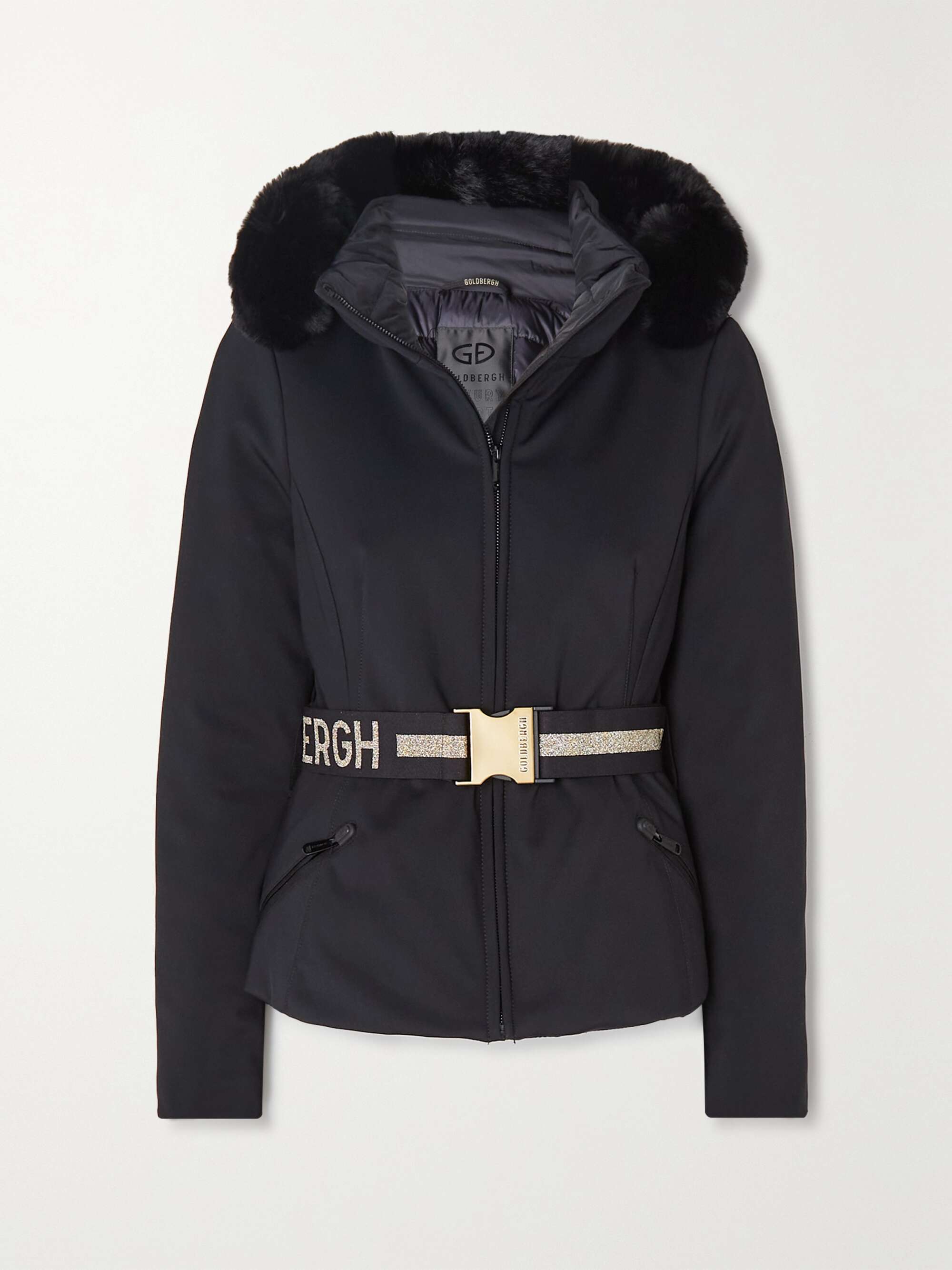 Hida hooded belted faux fur-trimmed down ski jacket hero visual