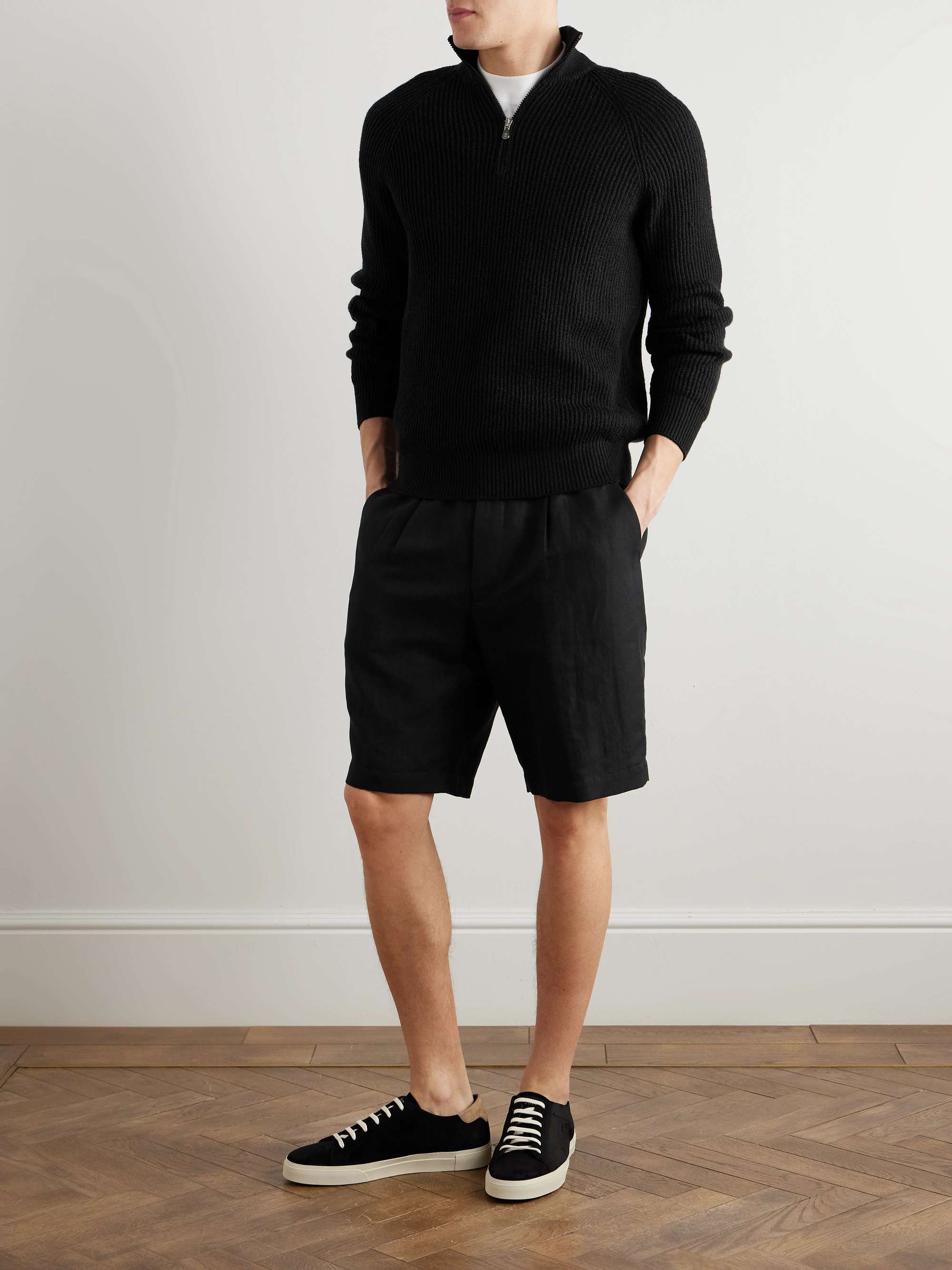 Ribbed Cotton Half-Zip Sweater view