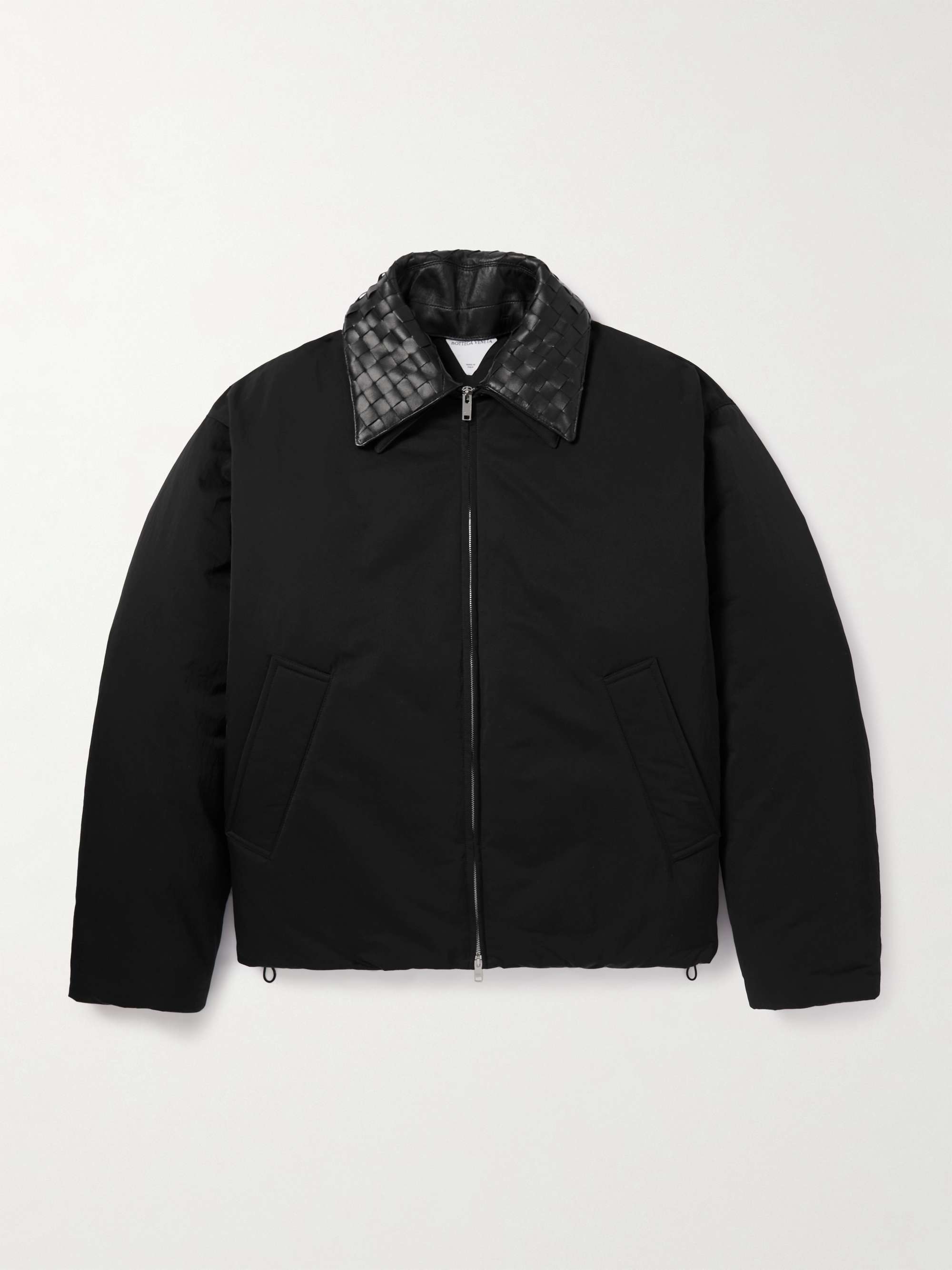 Intrecciato Leather-Trimmed Matte-Shell Down Jacket hero visual