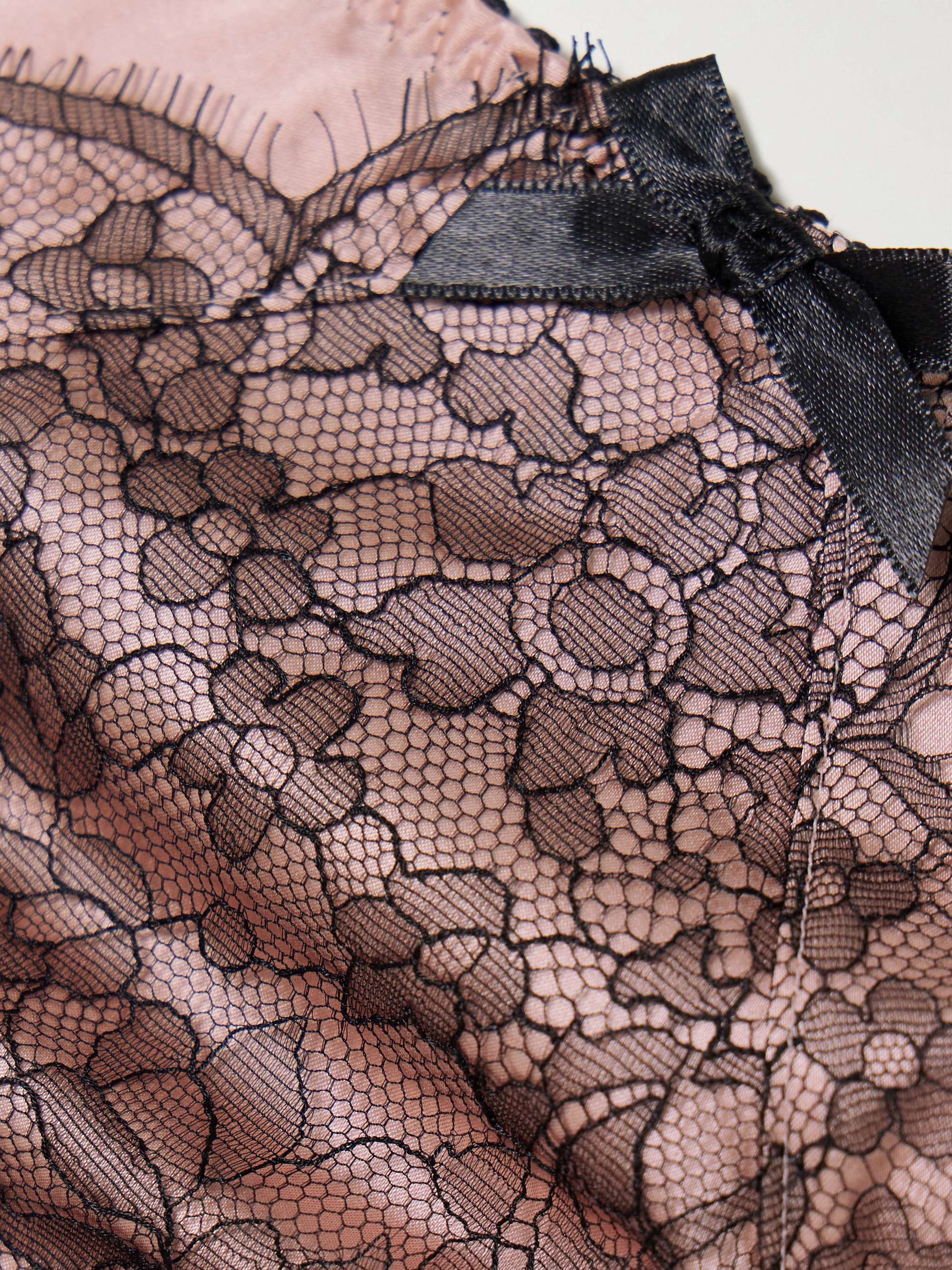 Sammi bow-embellished Leavers lace-trimmed stretch silk-satin briefs view