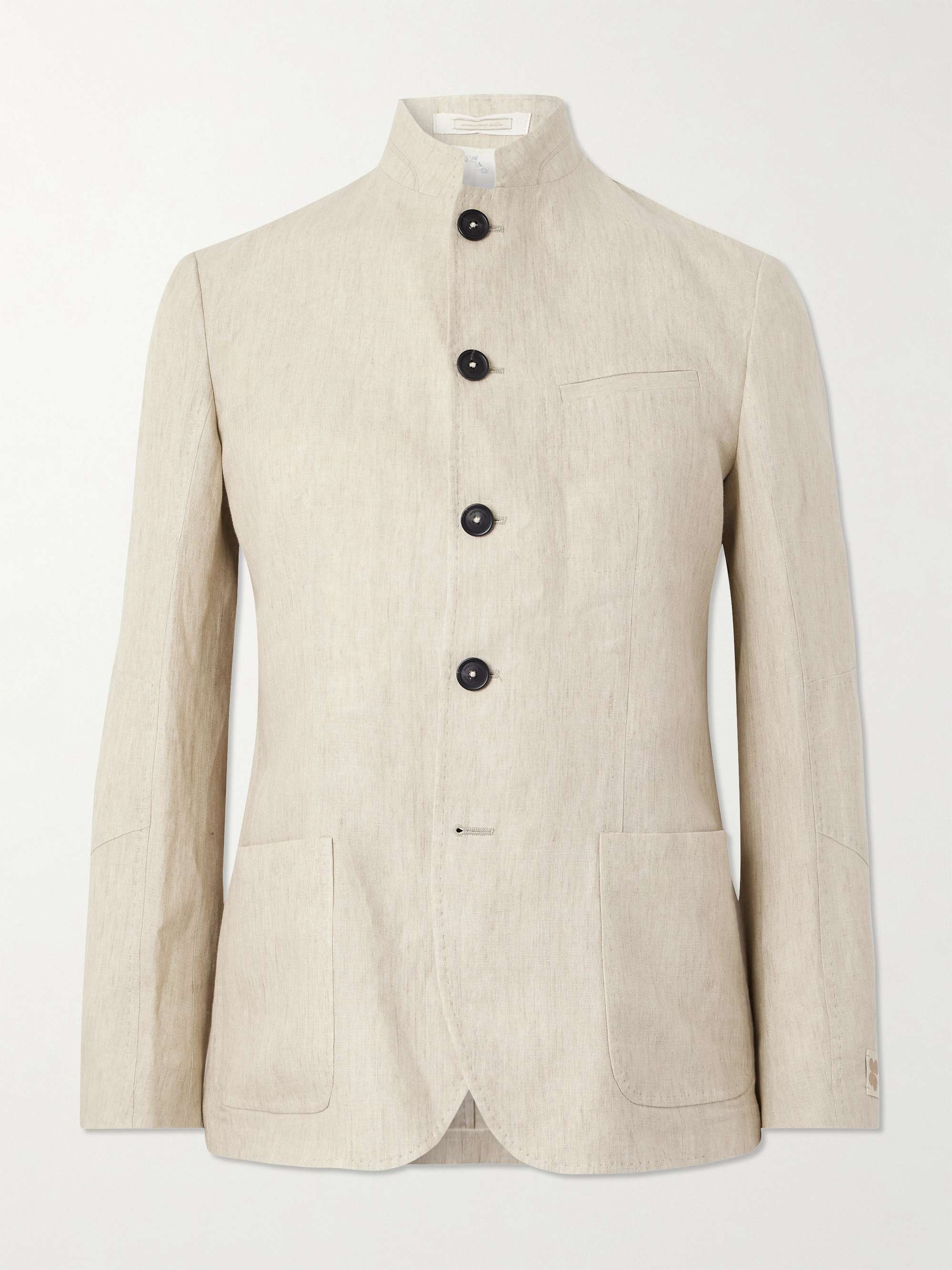 Gstaad Grandad-Collar Linen Overshirt hero visual
