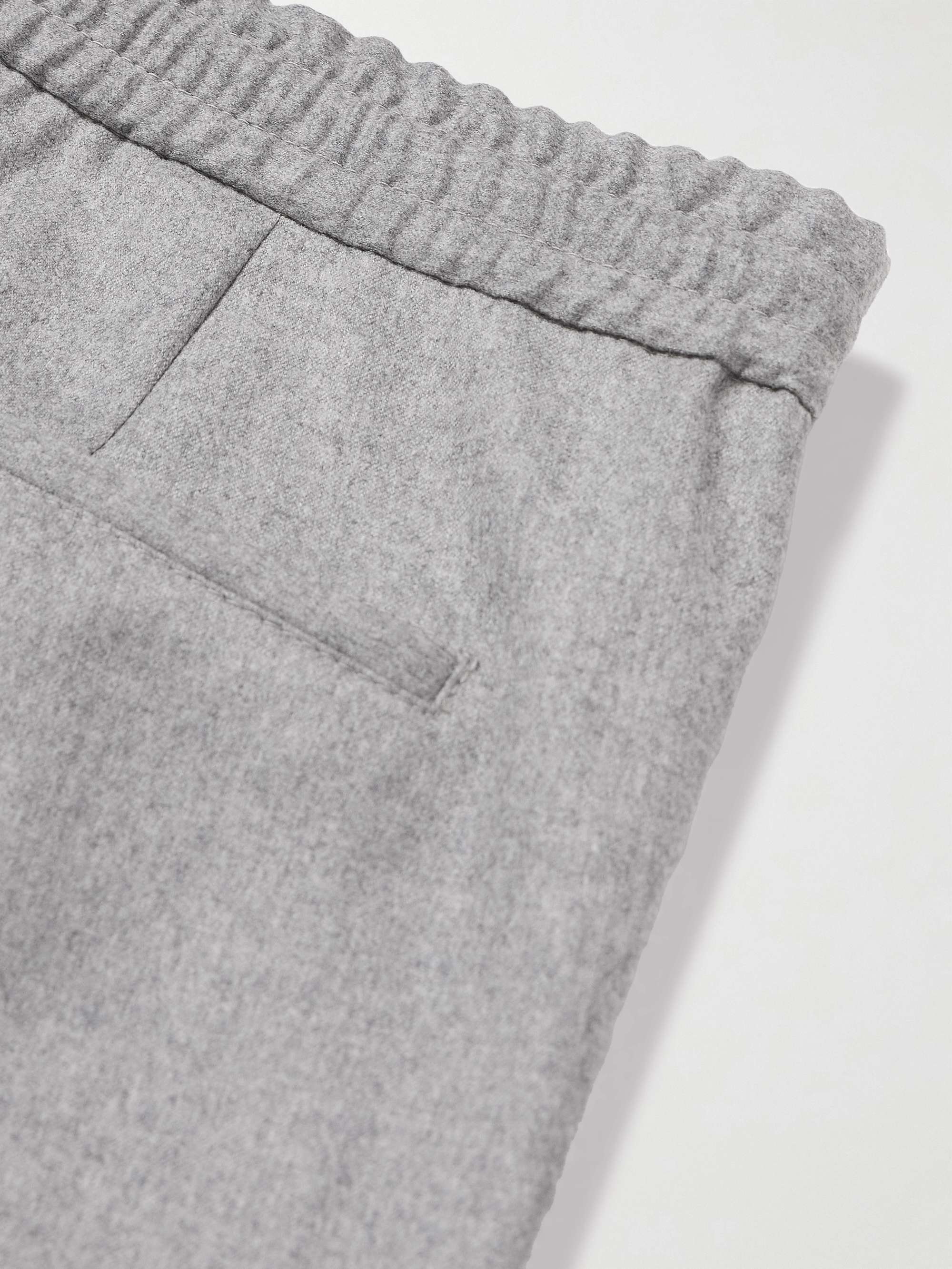 Tapered Pleated Virgin Wool-Flannel Drawstring Trousers view