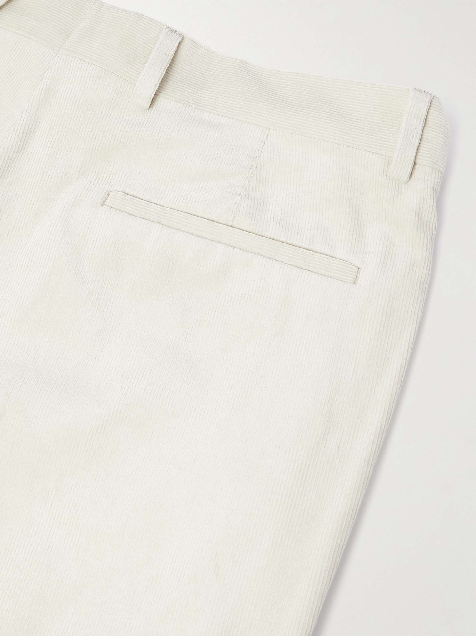 Straight-Leg Pleated Cotton-Corduroy Suit Trousers view