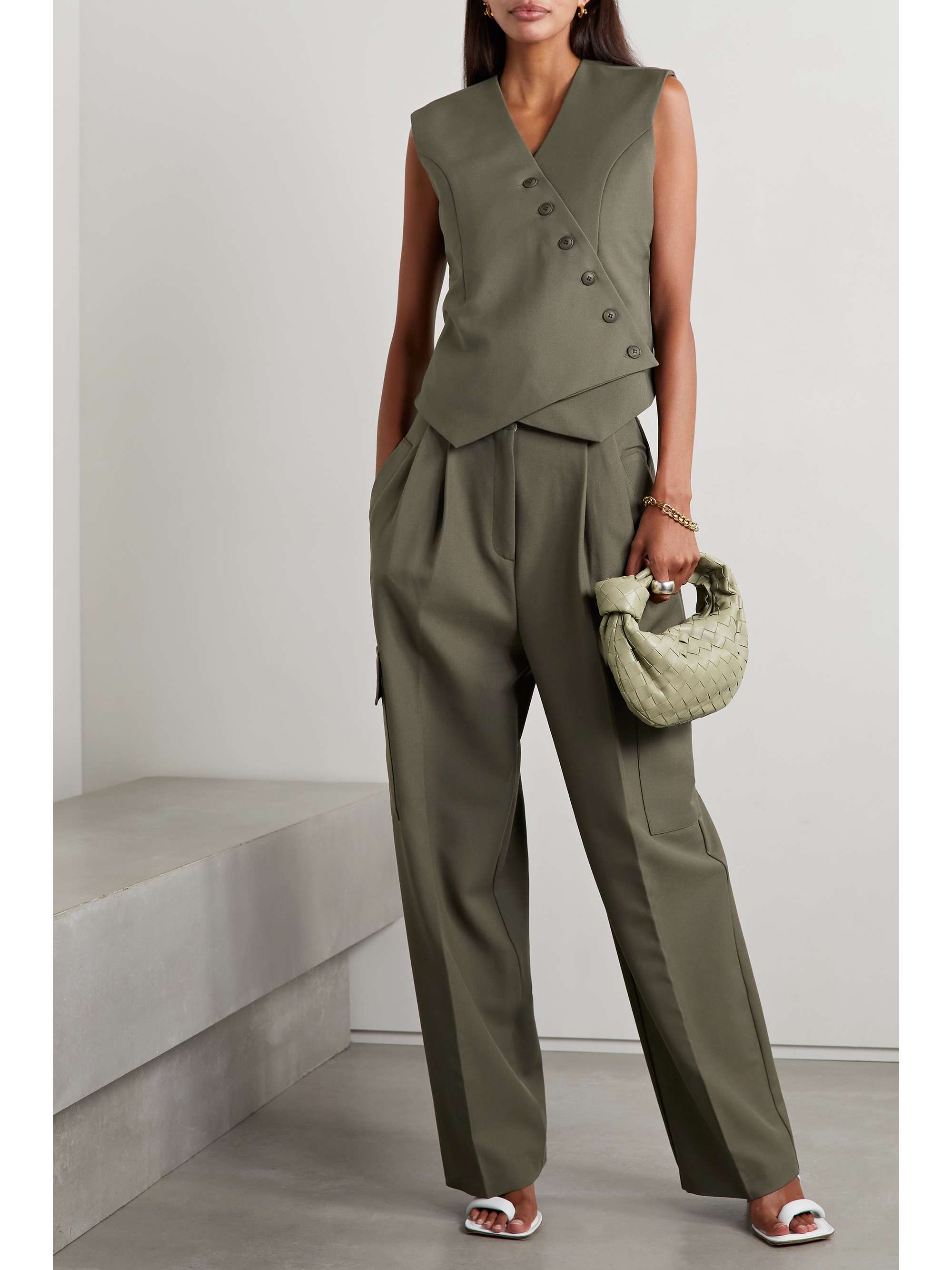 Maesa pleated woven wide-leg cargo pants view