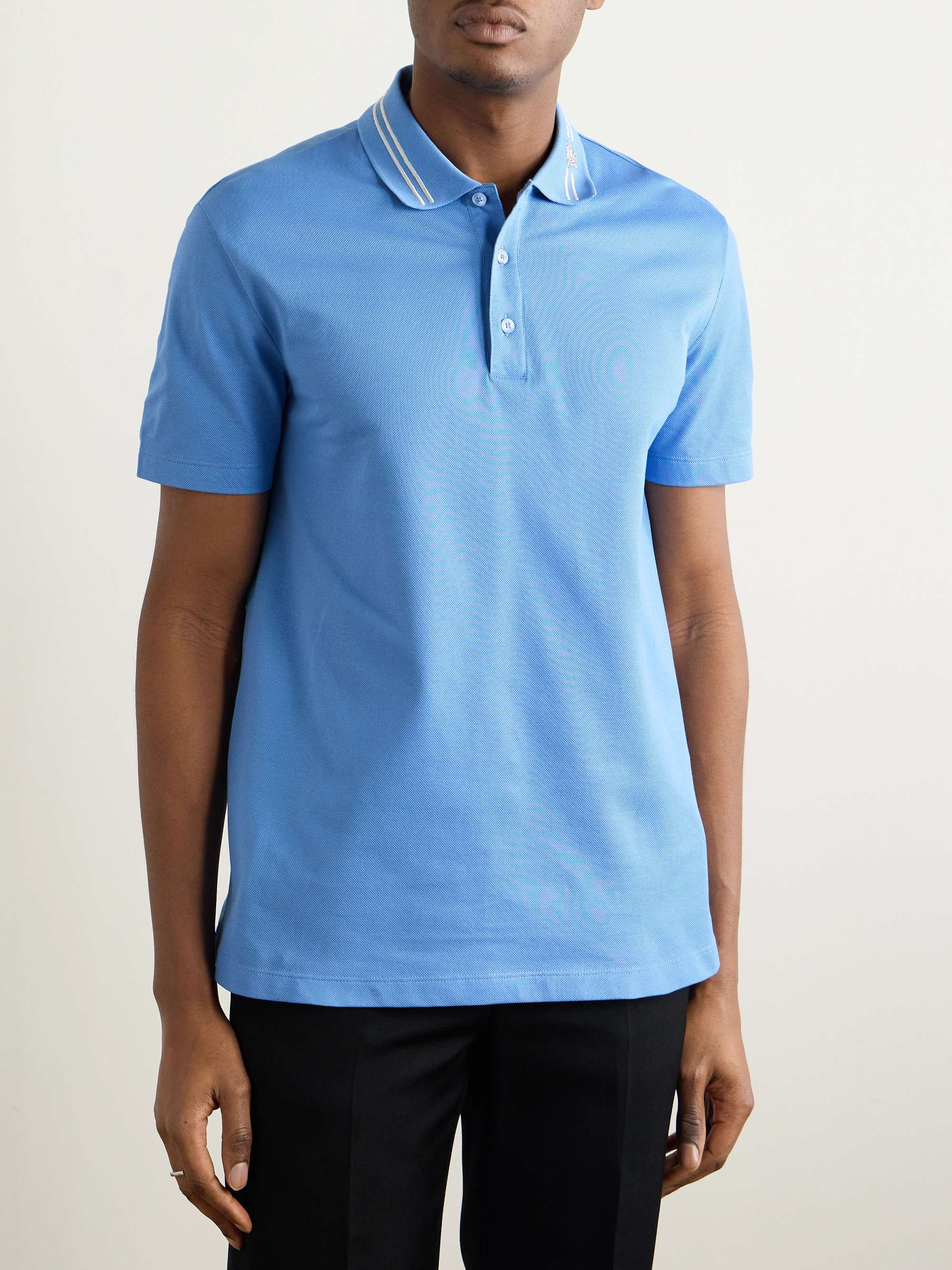 Medusa Embroidered Cotton-Piqué Polo Shirt view