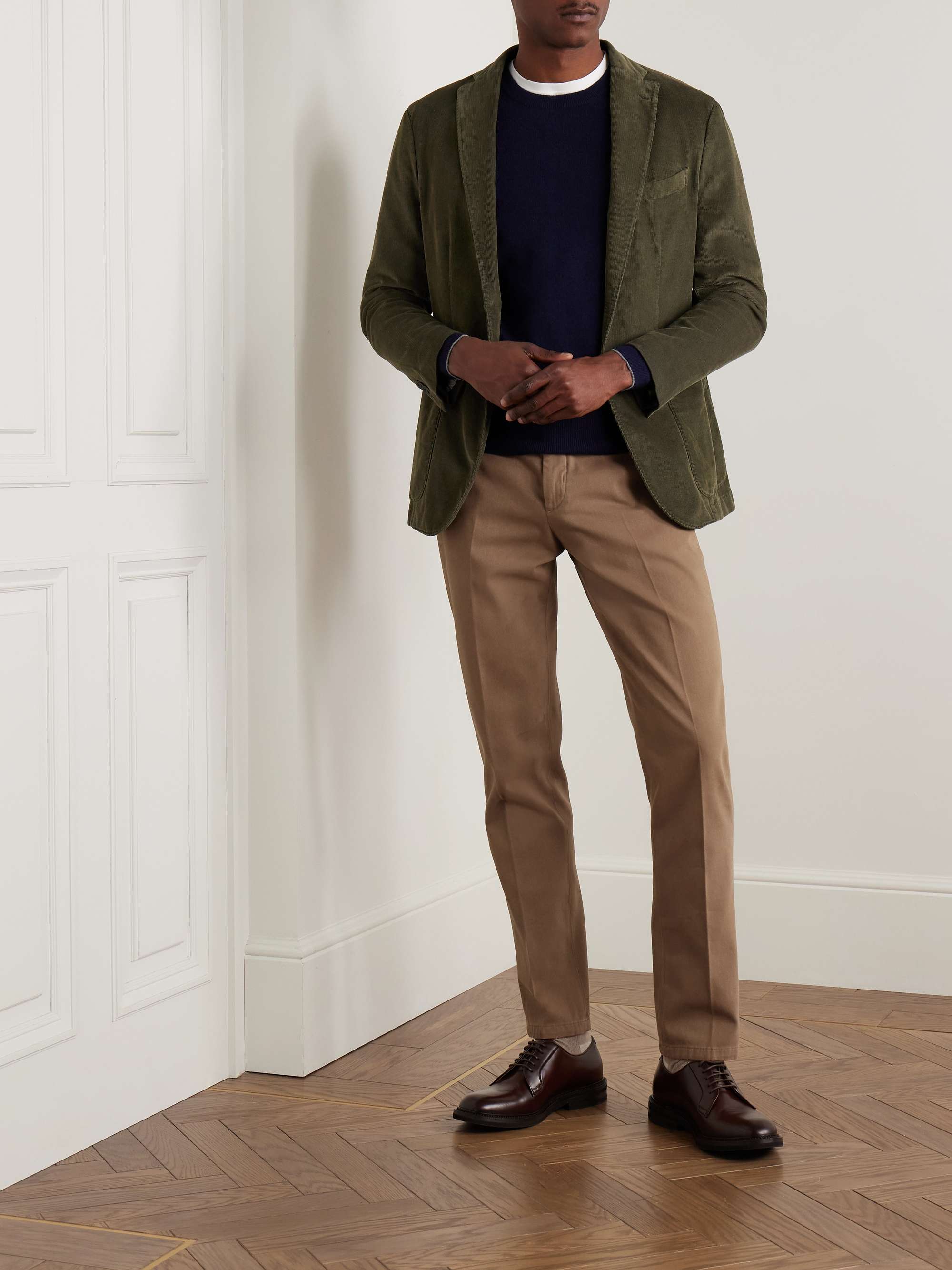 Slim-Fit Straight-Leg Garment-Dyed Cotton-Blend Twill Suit Trousers view
