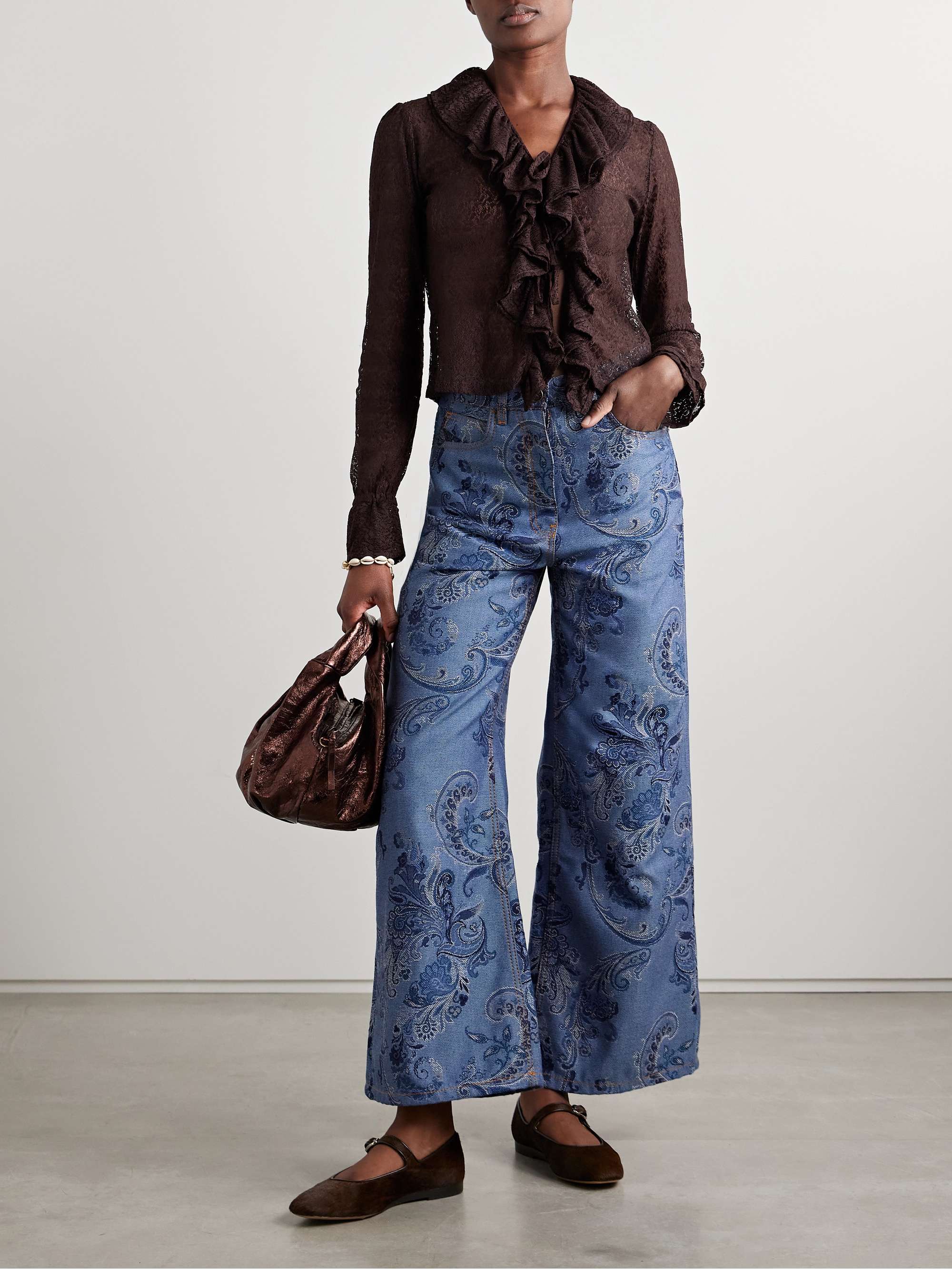 Ruffled lace blouse view