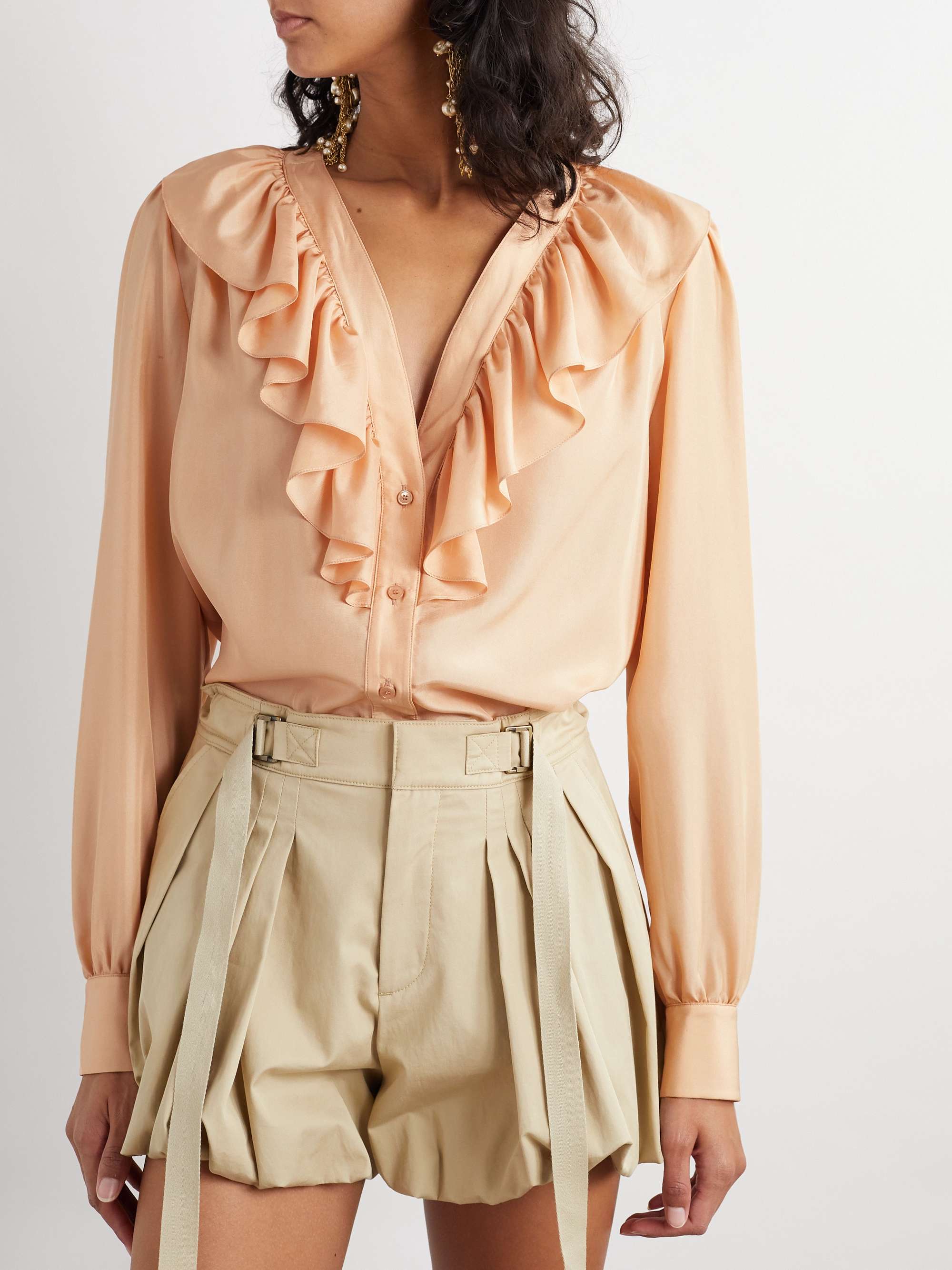 Ruffled silk blouse view