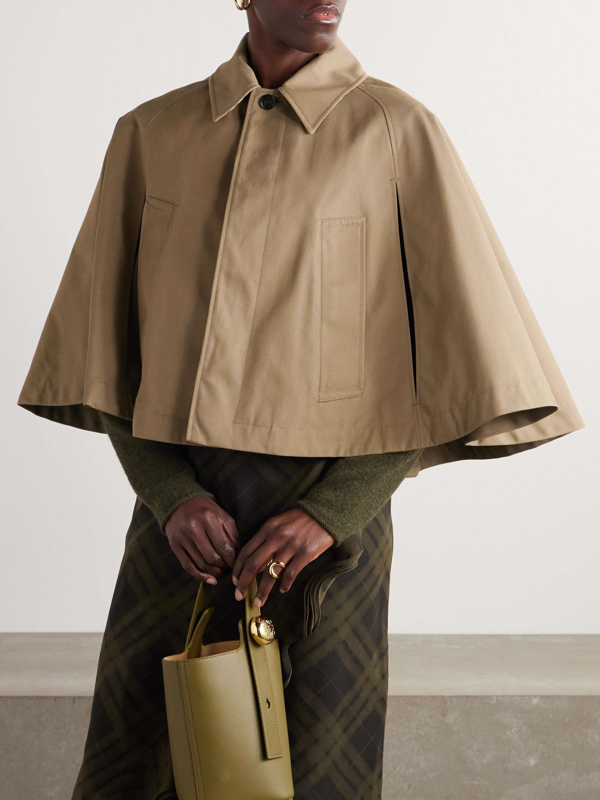 Cropped gabardine cape view