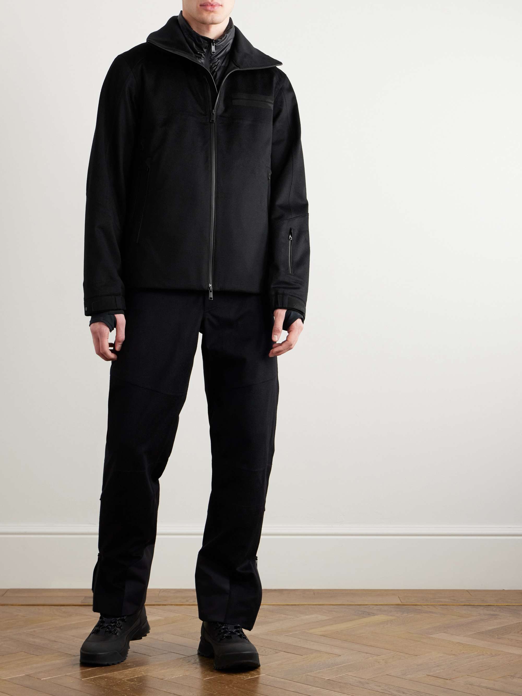 Convertible Leather-Trimmed Cashmere Down Hooded Ski Jacket view