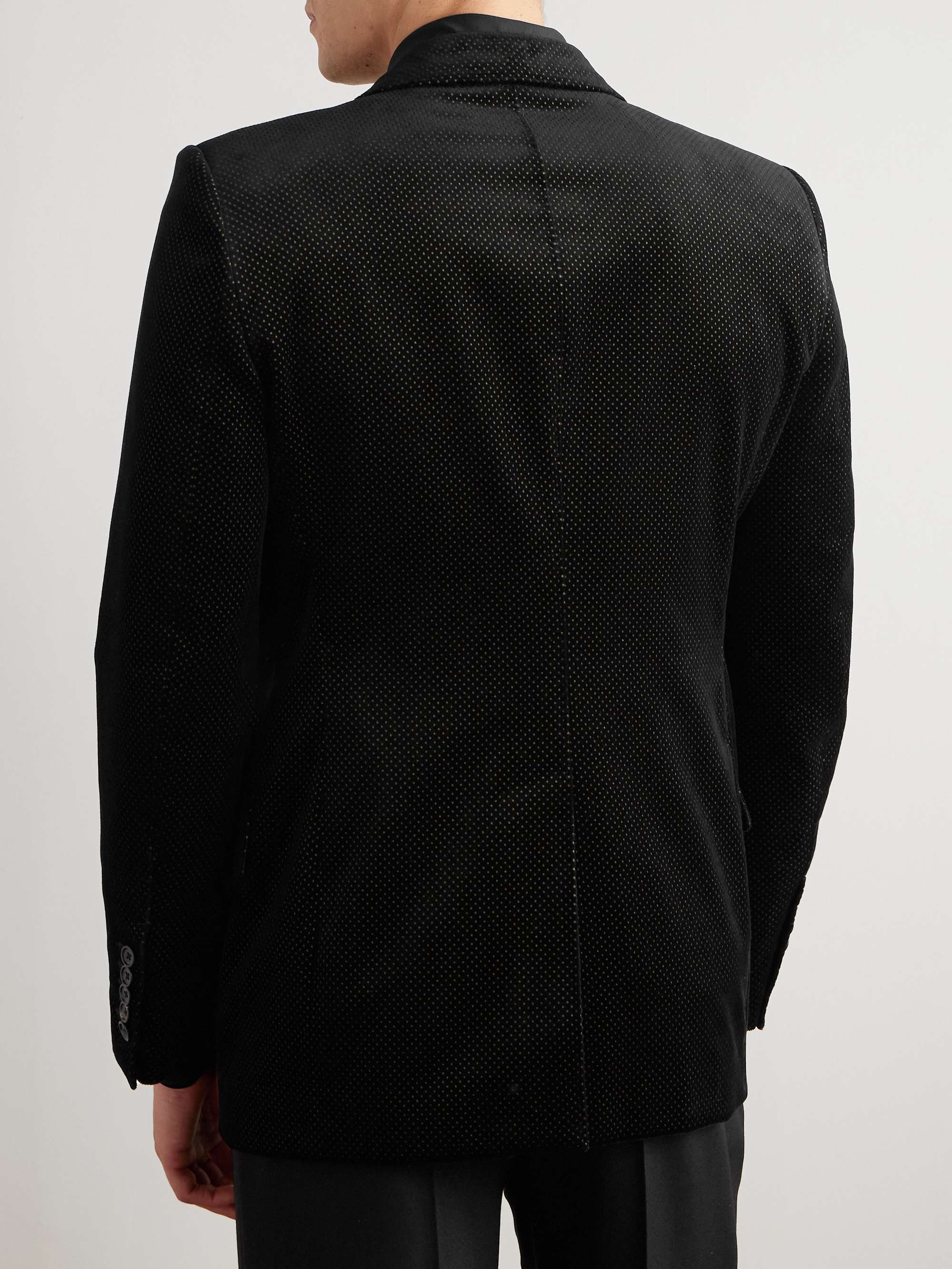 Dyllan Polka-Dot Cotton-Velvet Tuxedo Jacket view