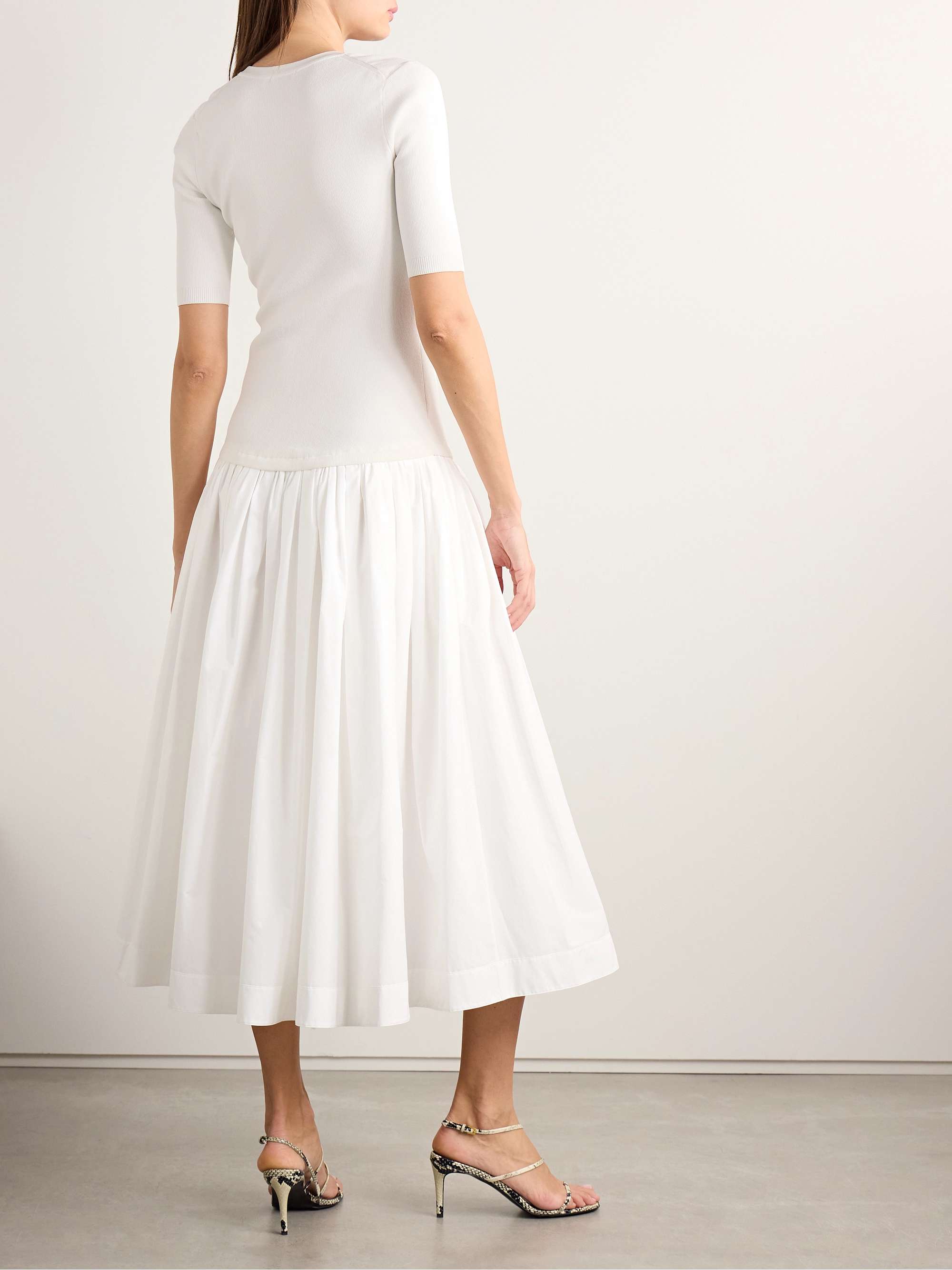 Patton paneled pleated cotton-blend poplin midi dress view