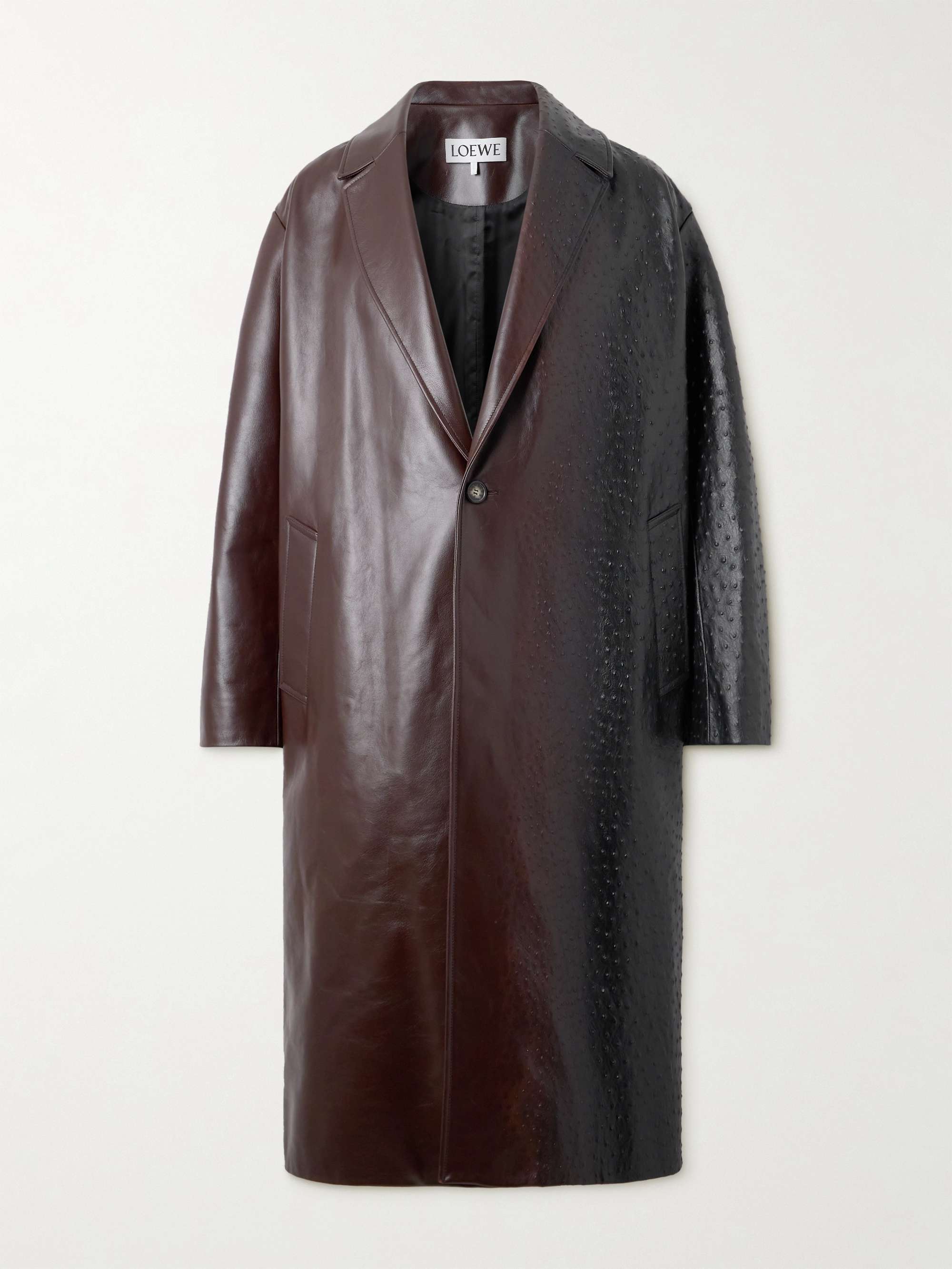 Oversized Dégradé Ostrich-Effect Leather Coat hero visual