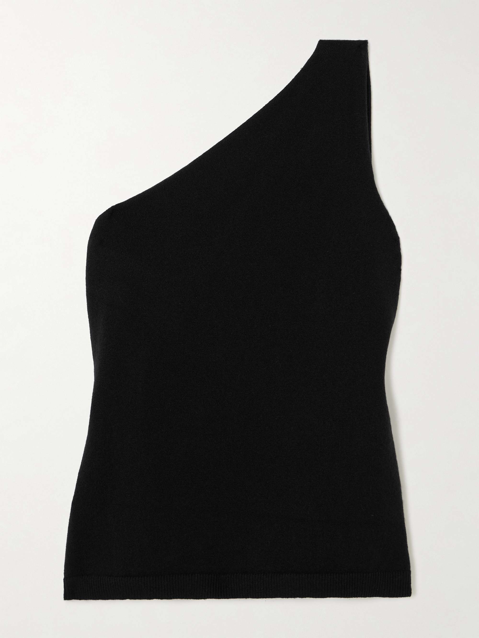 One-shoulder draped cutout merino wool-blend top hero visual