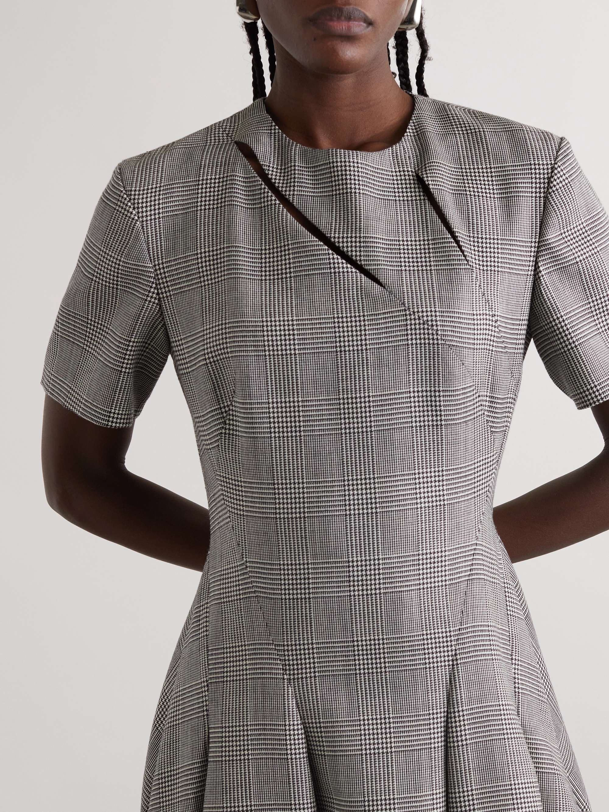 Cutout Prince of Wales checked wool maxi dress view
