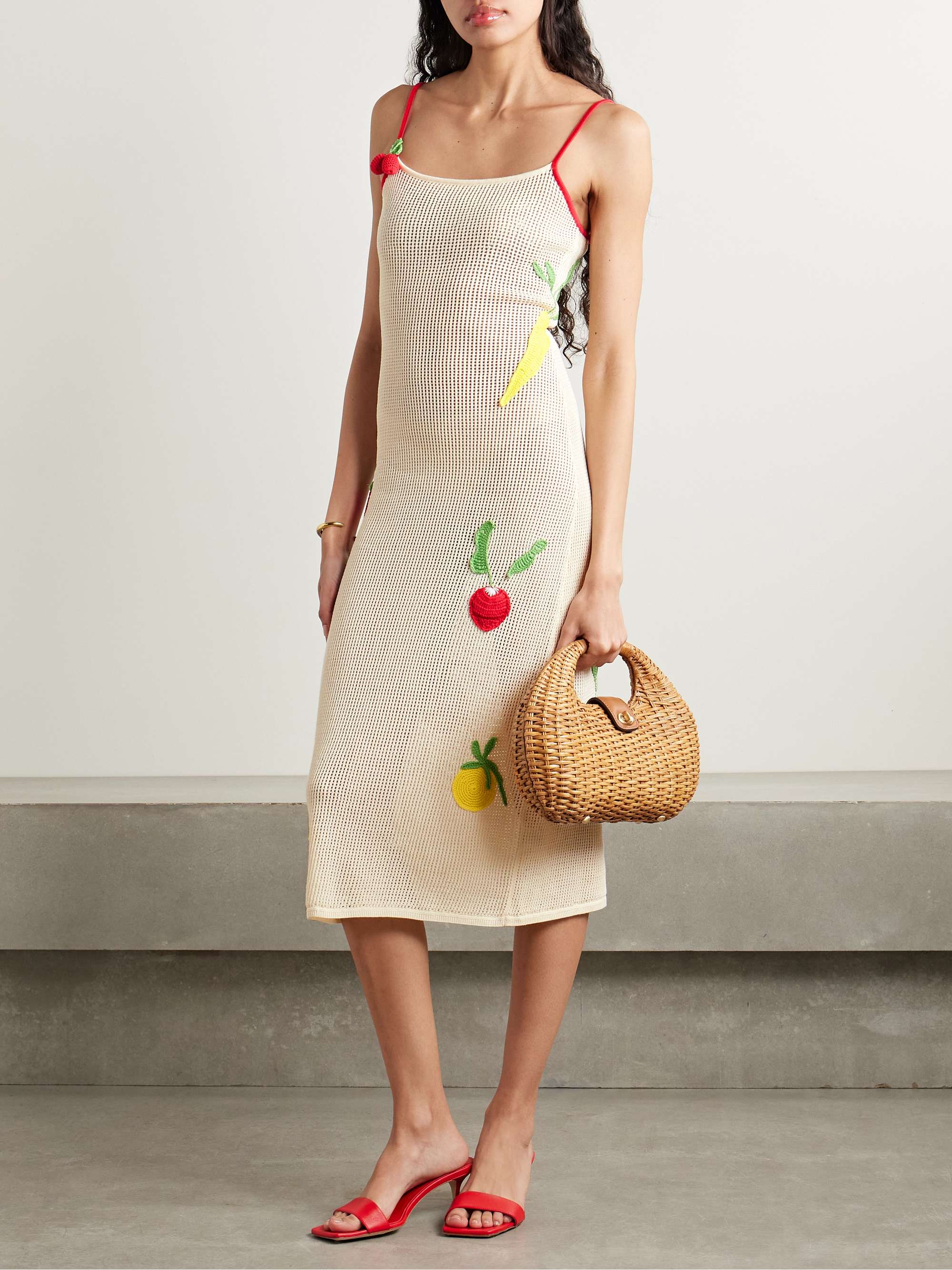 Adeline appliquéd crocheted cotton midi dress view