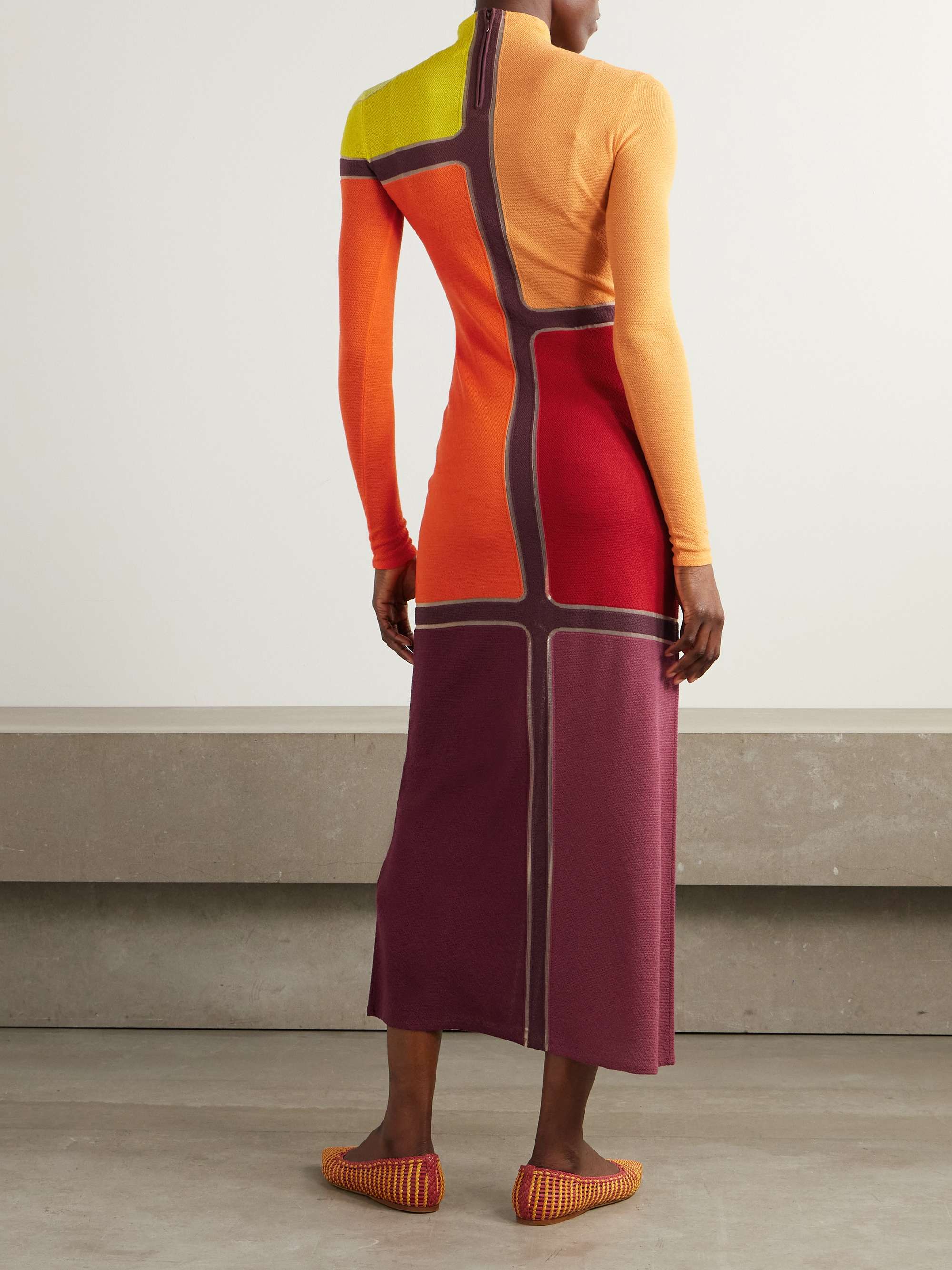 Apollonis color-block wool and cashmere-blend turtleneck midi dress view