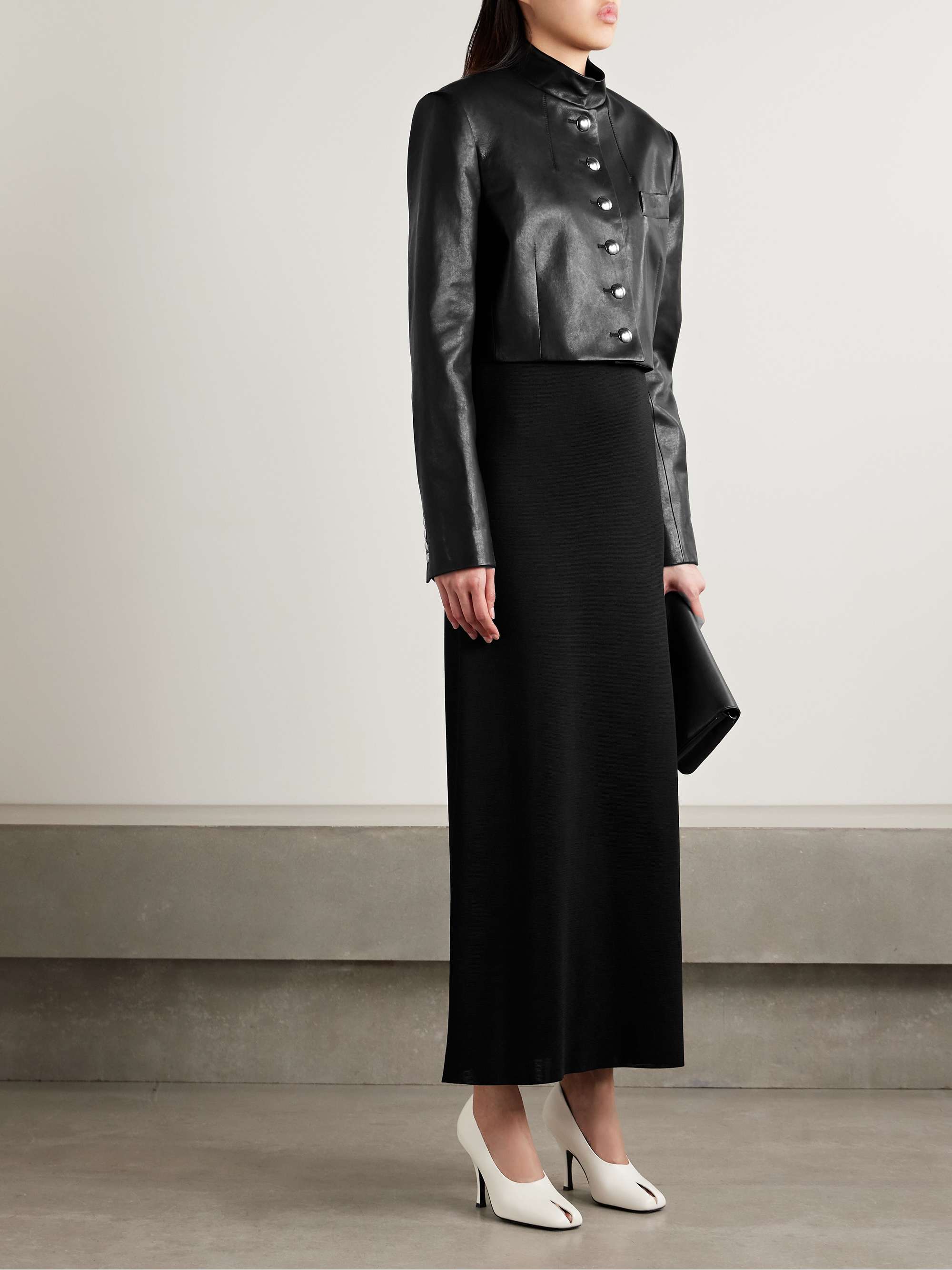 Samuelson cropped leather jacket view