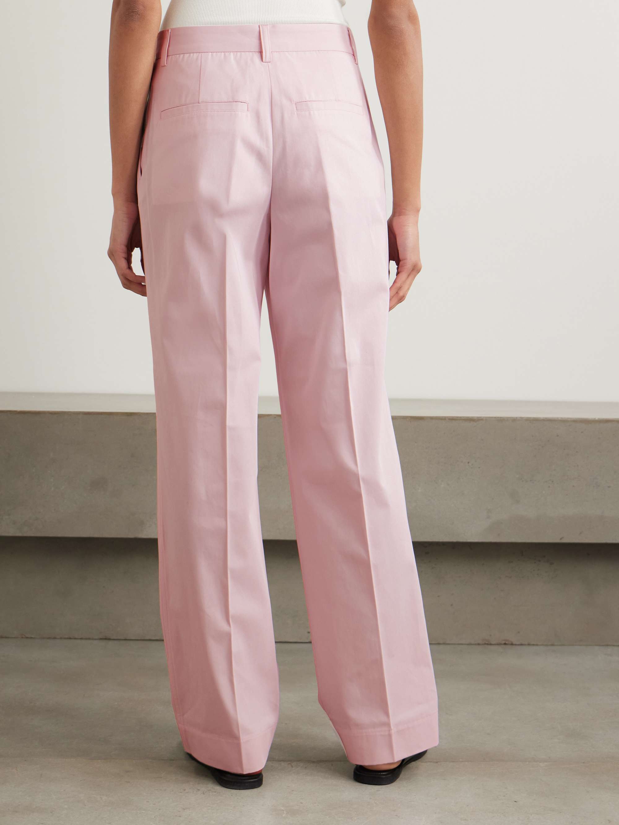 Pleated cotton wide-leg pants view