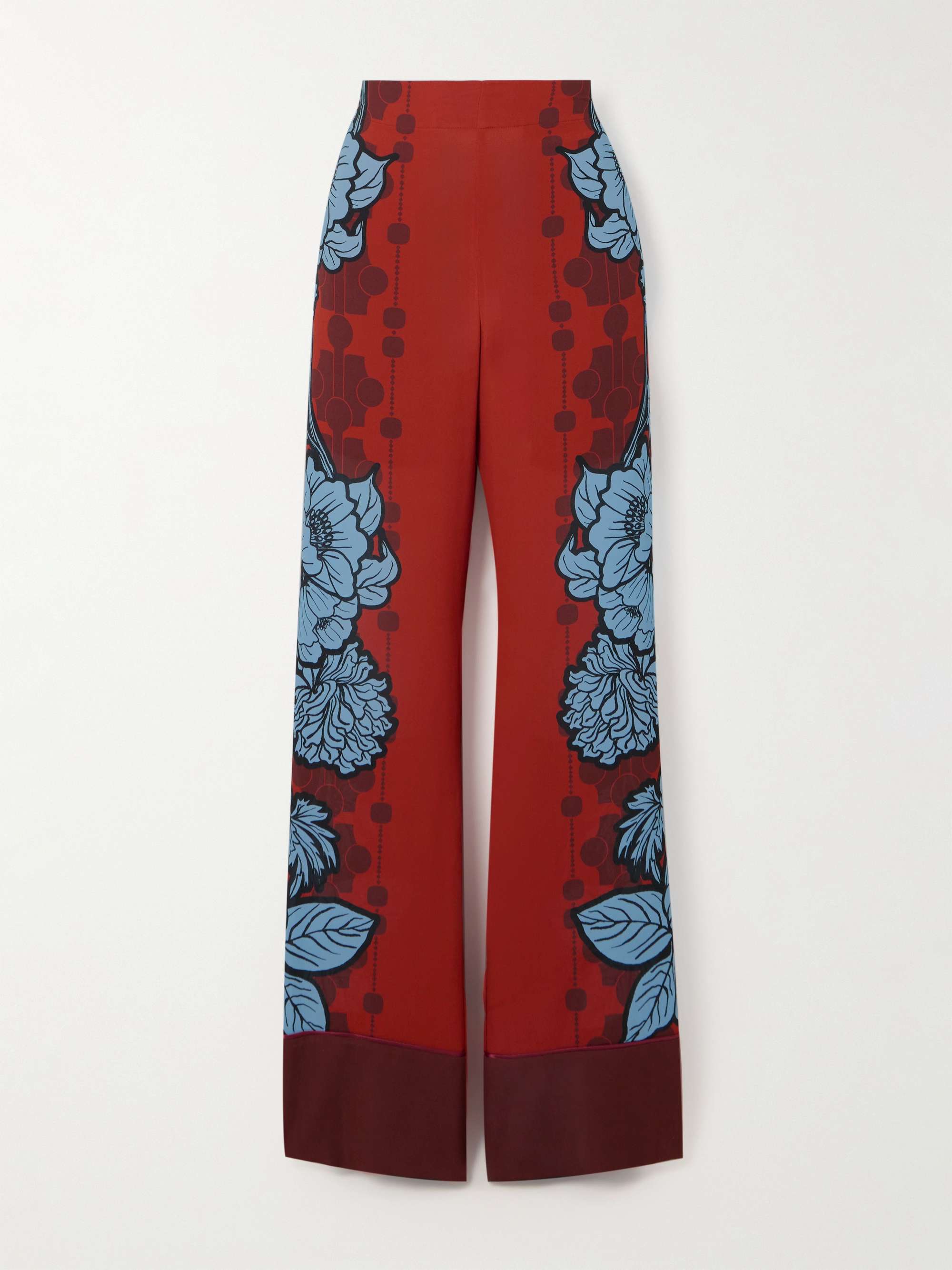Havana floral-print satin-trimmed crepe de chine pants hero visual