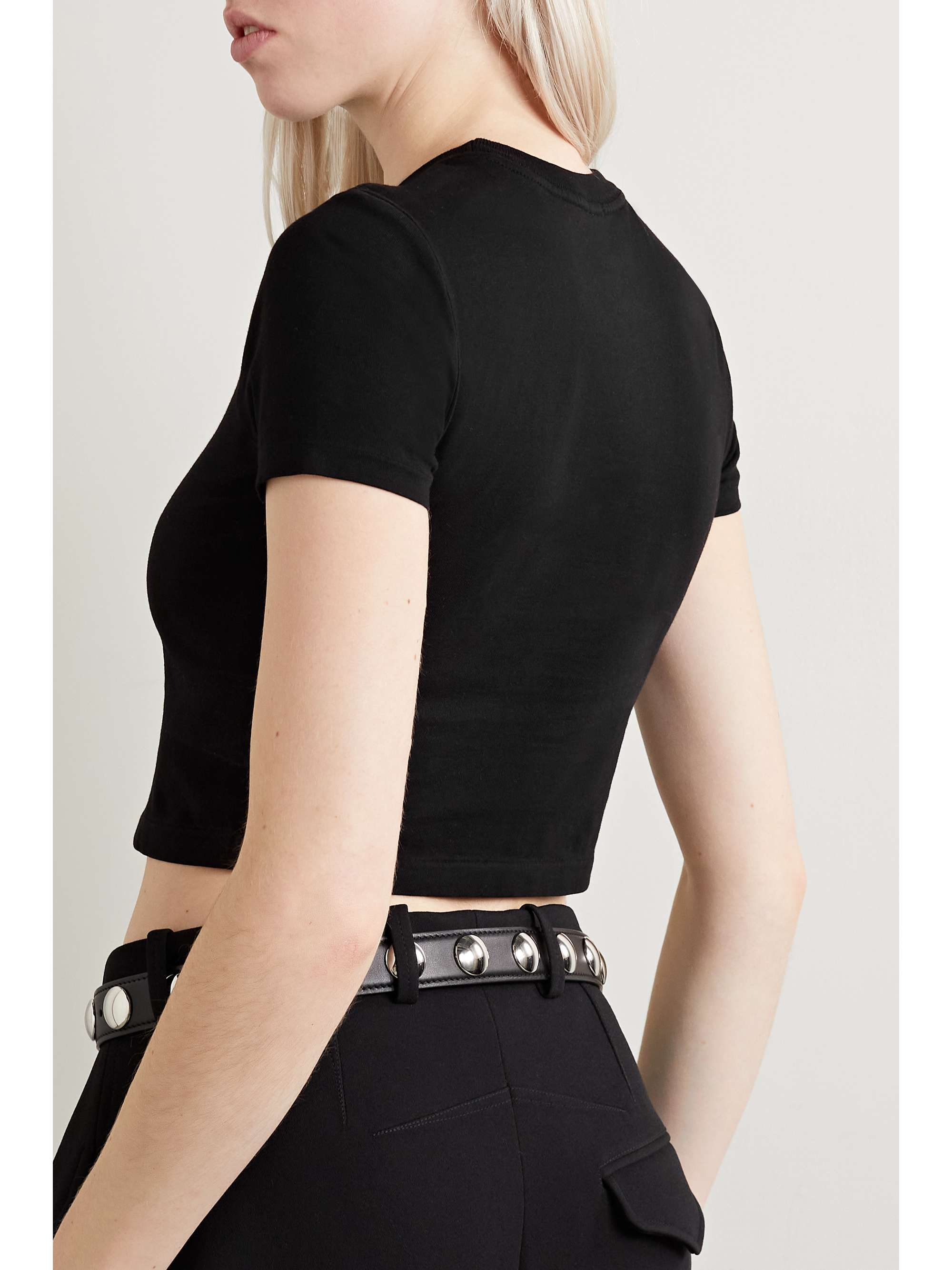 + Hanes Micro cropped cotton-jersey T-shirt view