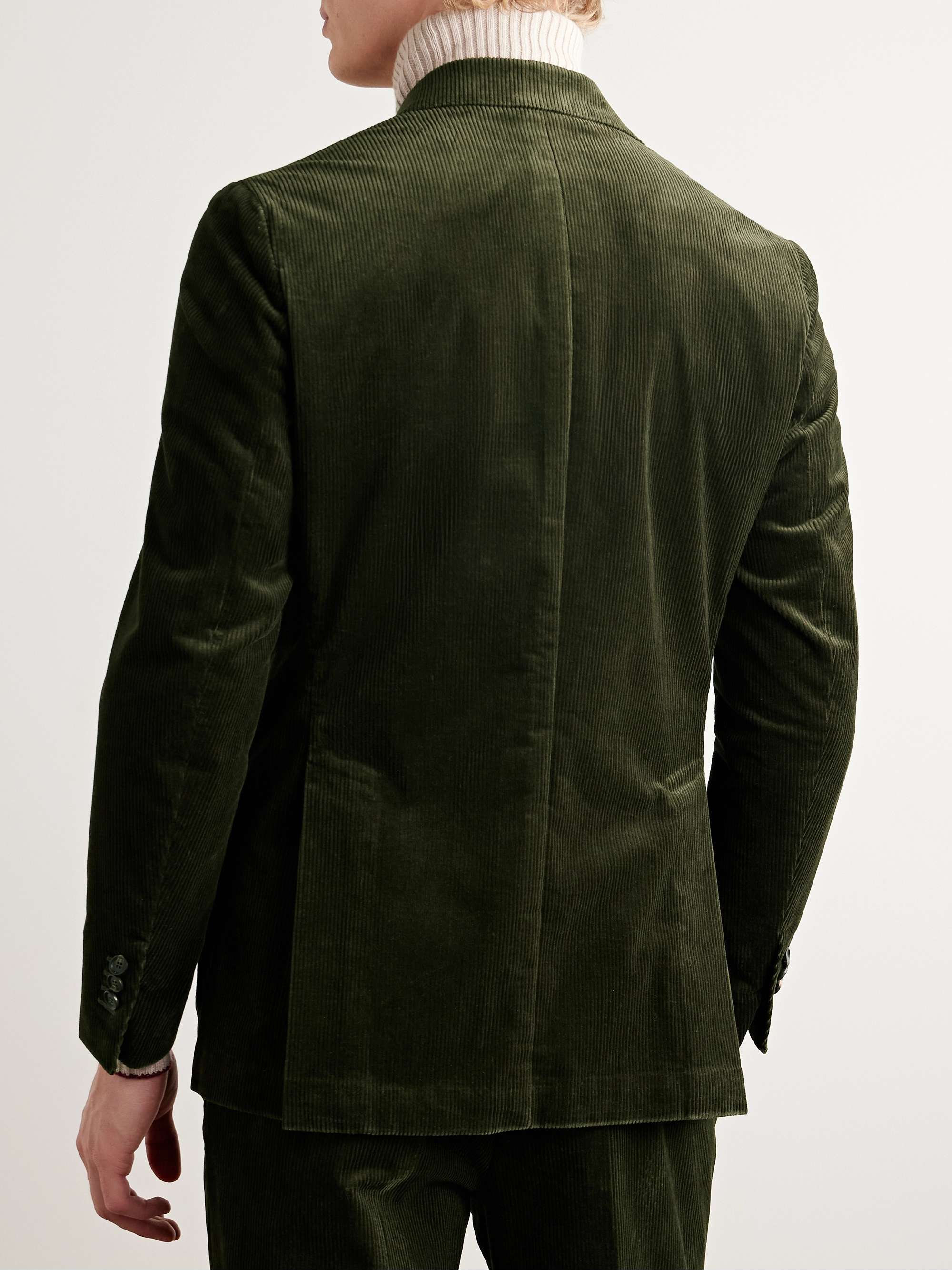Slim-Fit Double-Breasted Stretch-Cotton Corduroy Suit Jacket view