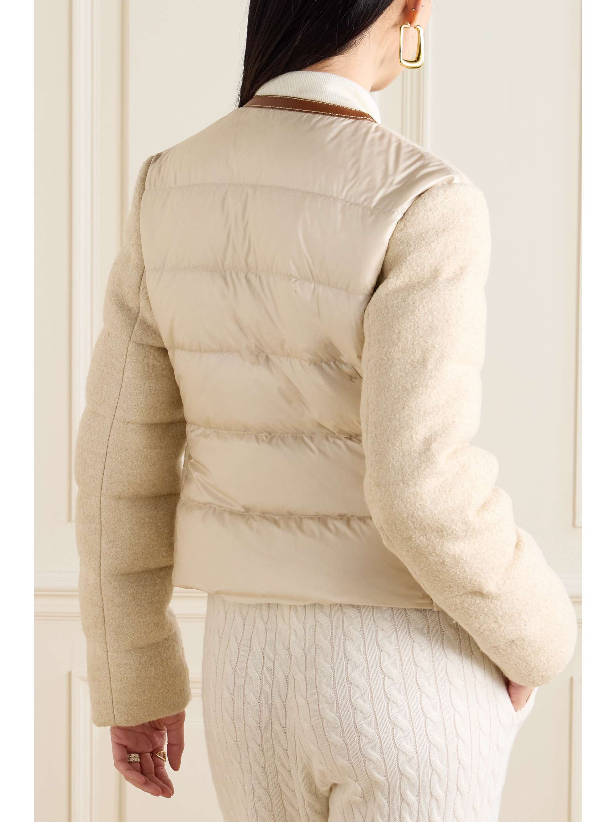 Serinde leather-trimmed quilted wool-blend bouclé down jacket view