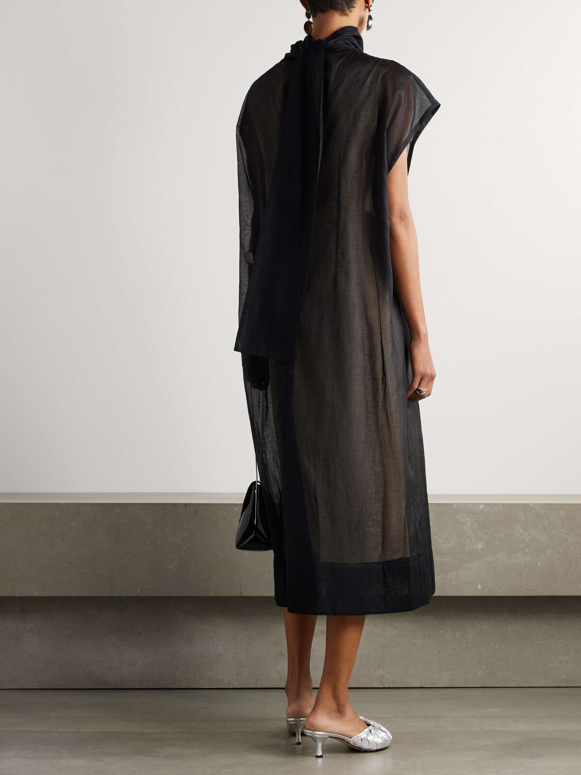 Scarf-effect cotton-organza midi dress view