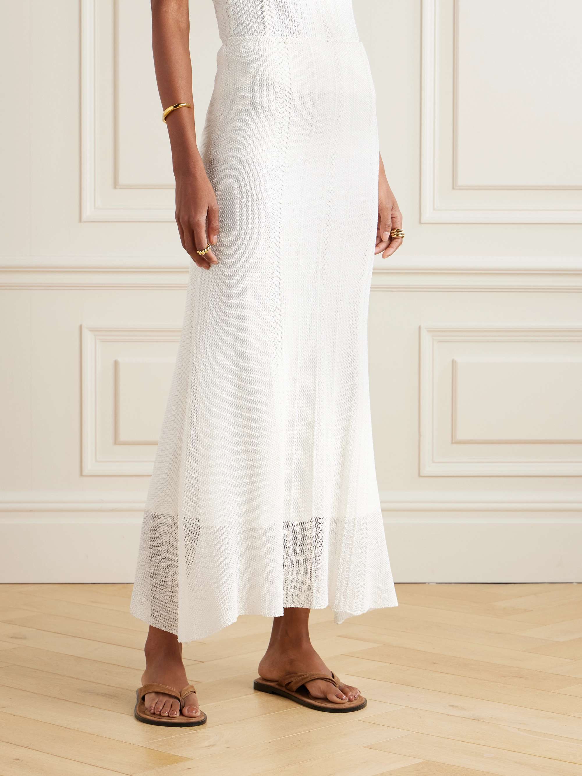 Treillis crocheted cotton-blend maxi skirt view