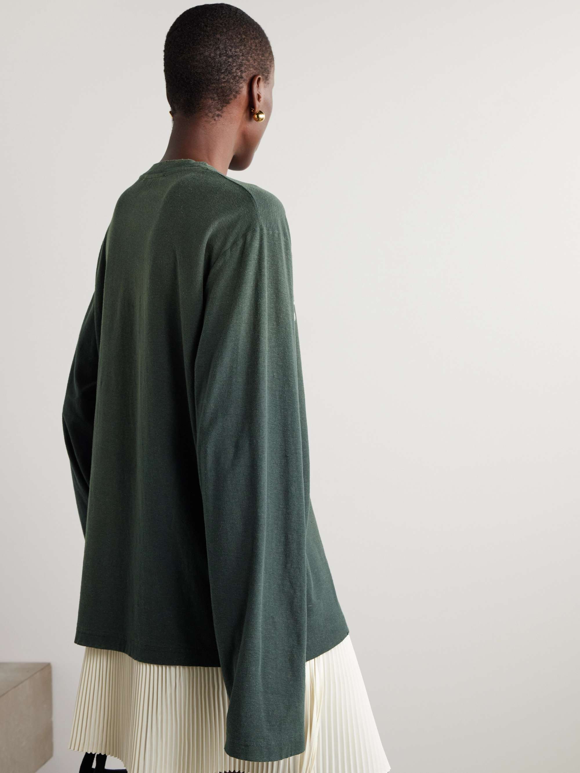Logo-print organic cotton and hemp-blend jersey sweater view